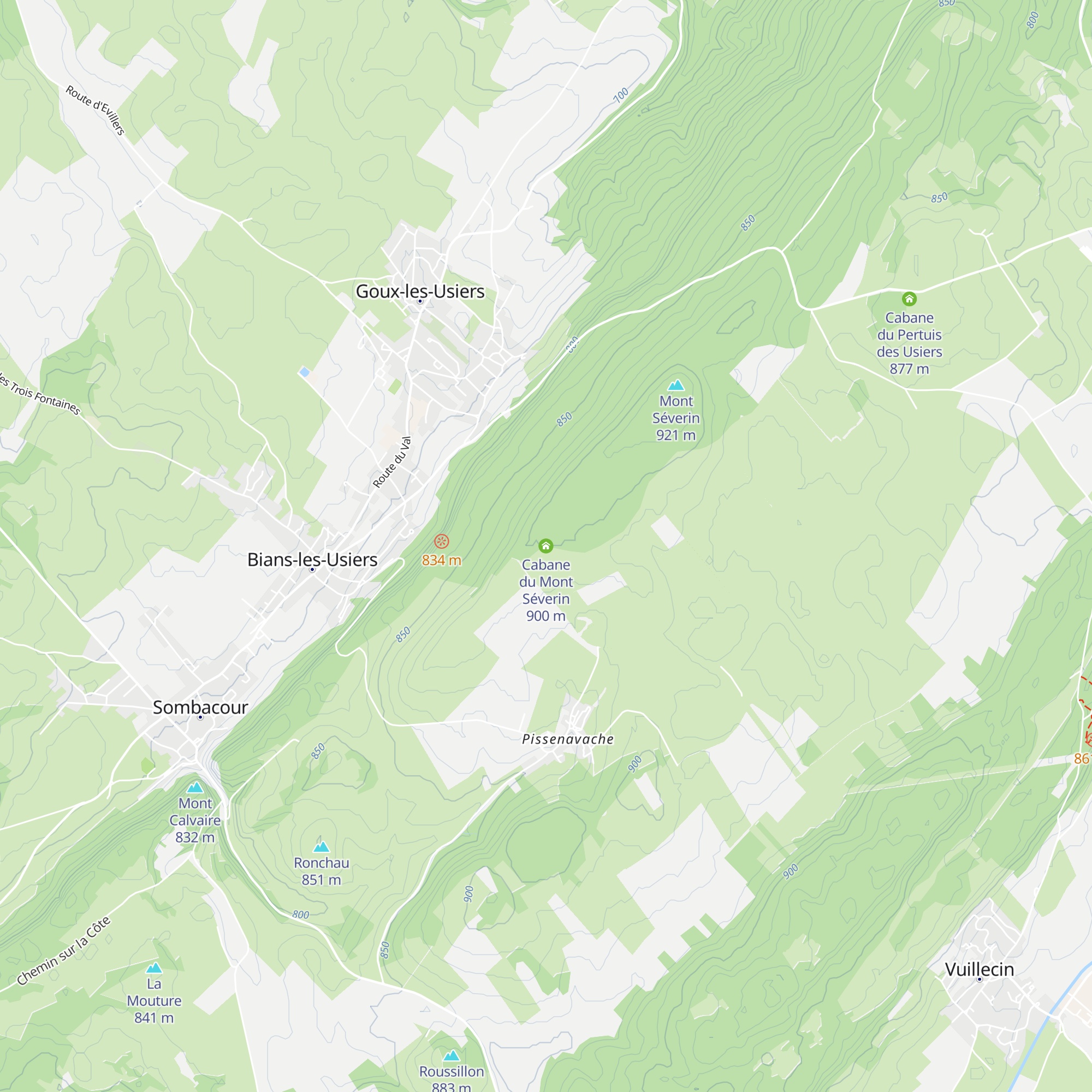 Cabane du Mont Séverin map