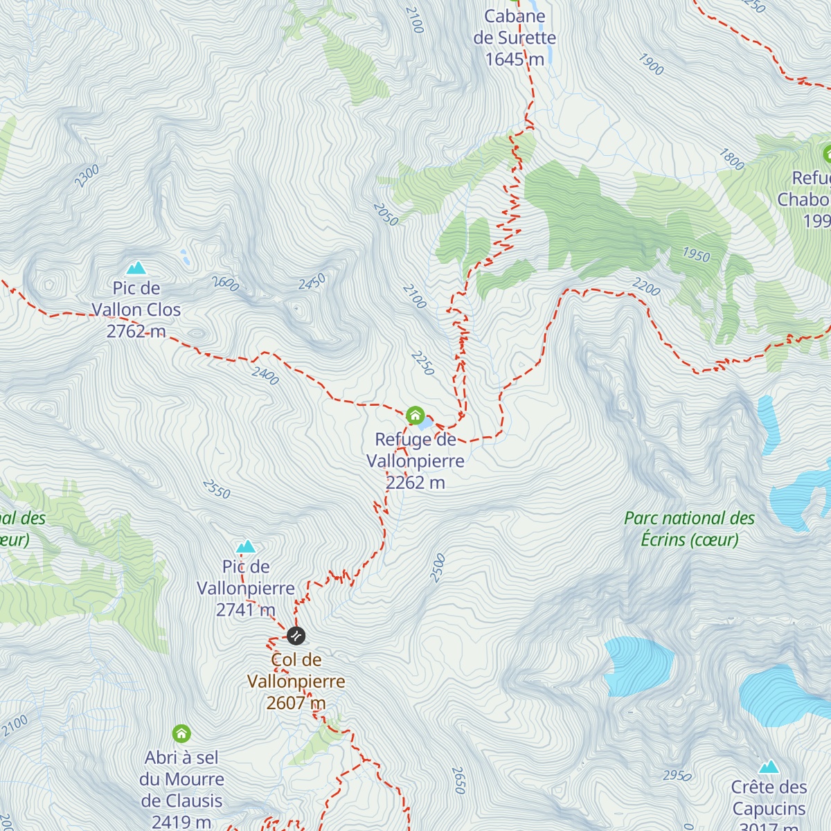 Refuge de Vallonpierre map