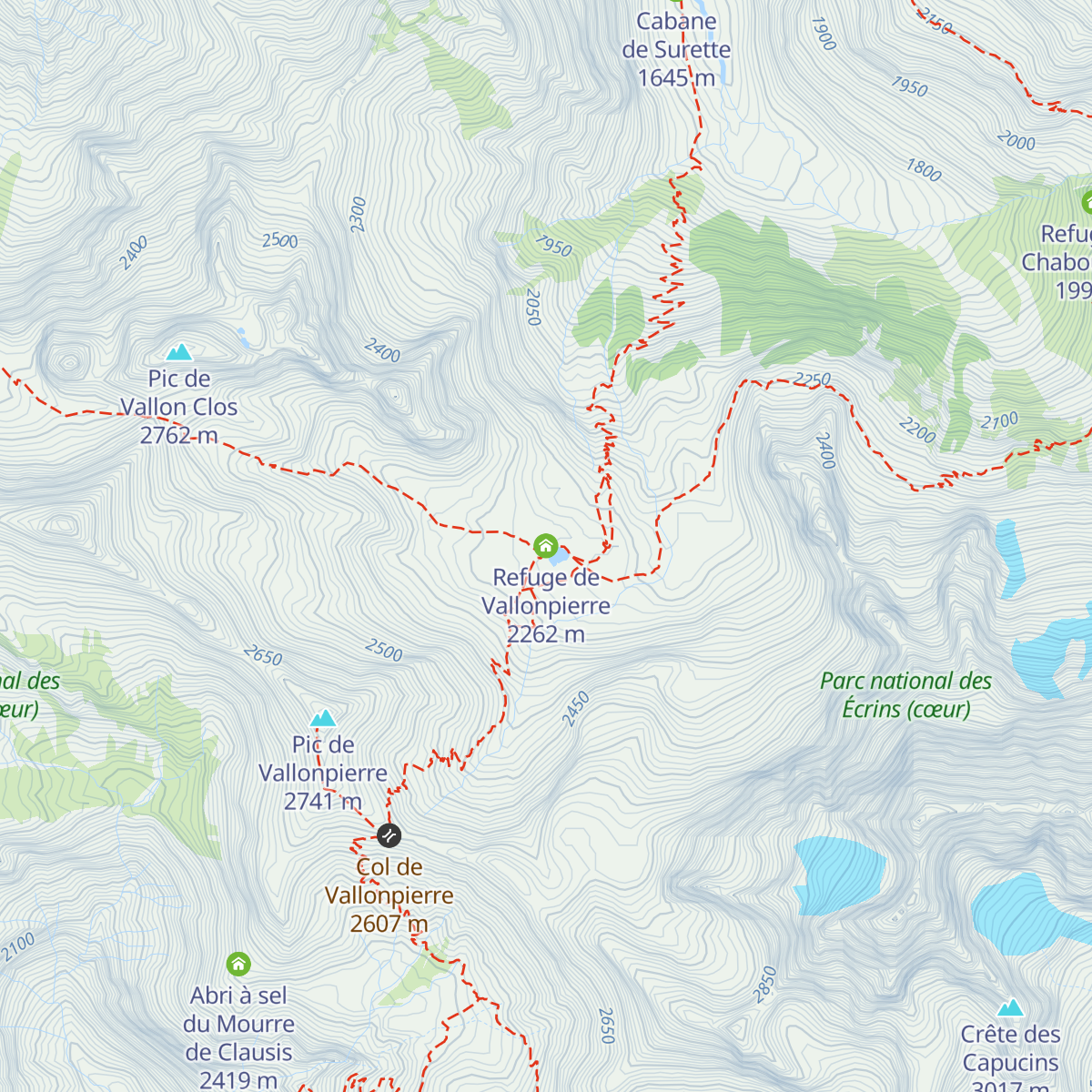 Refuge de Vallonpierre map