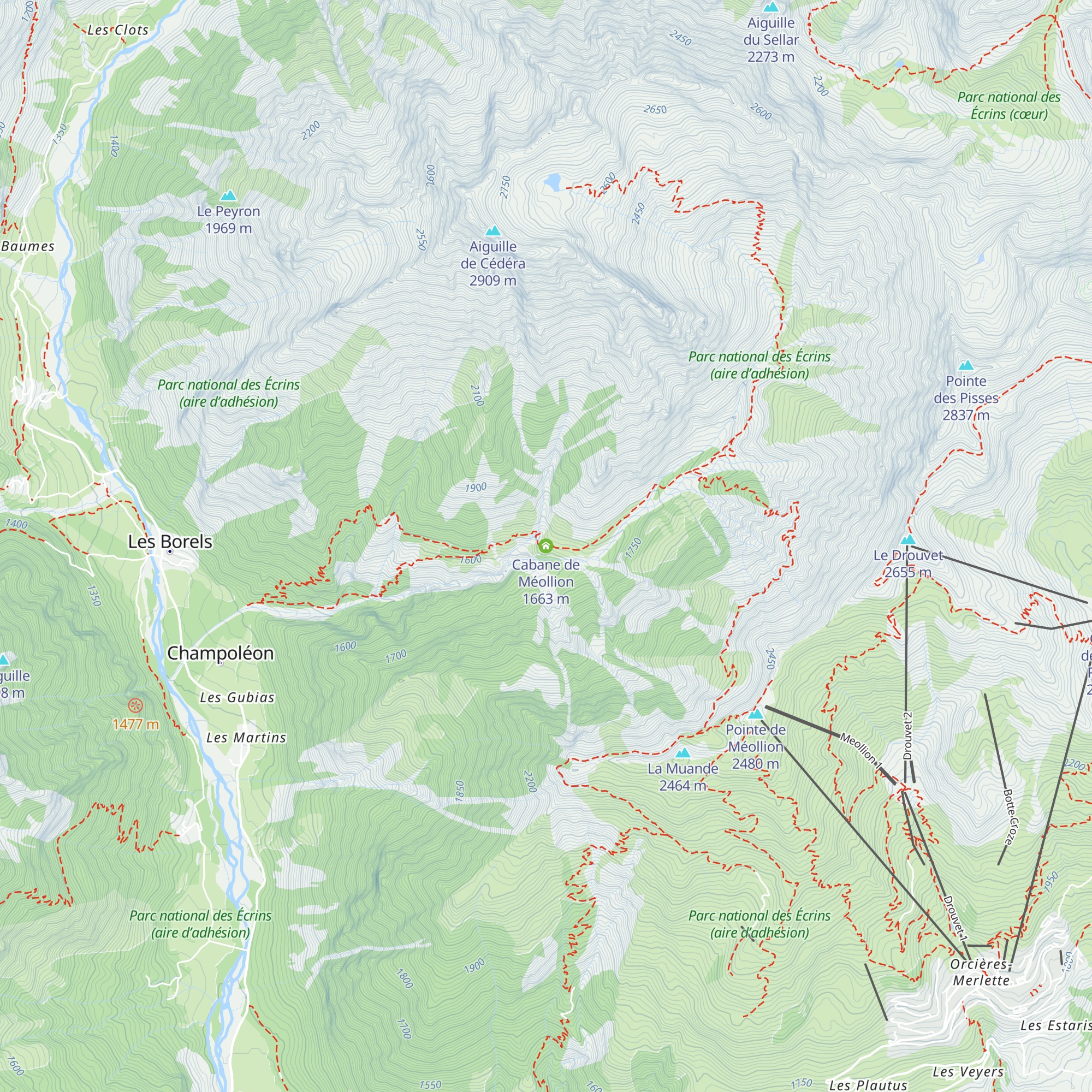 Cabane de Méollion map