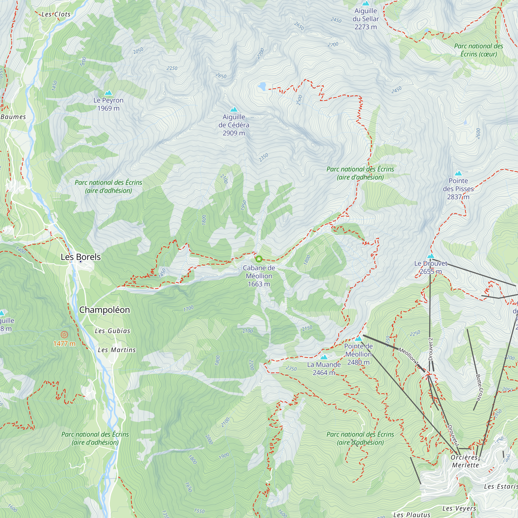 Cabane de Méollion map