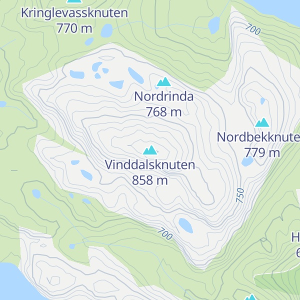 Map of Vinddalsknuten