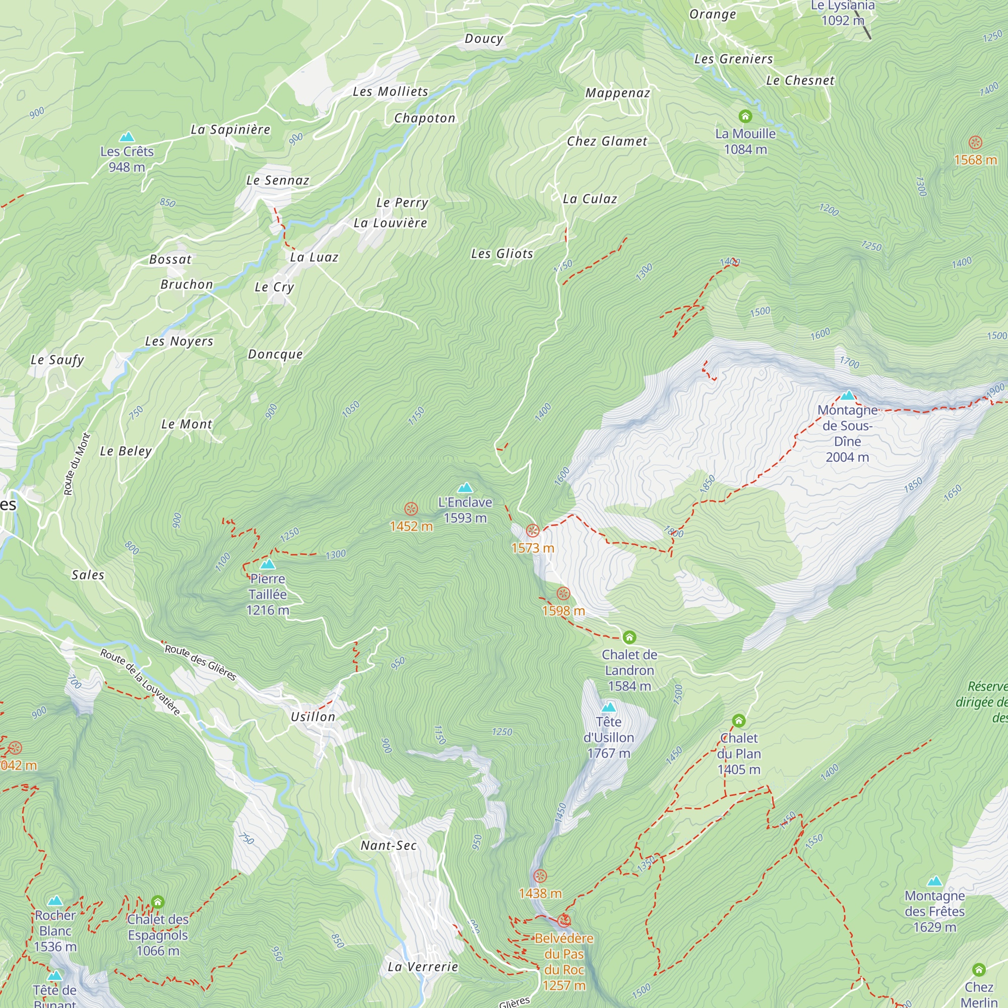 Chalet du col de l'Enclave map