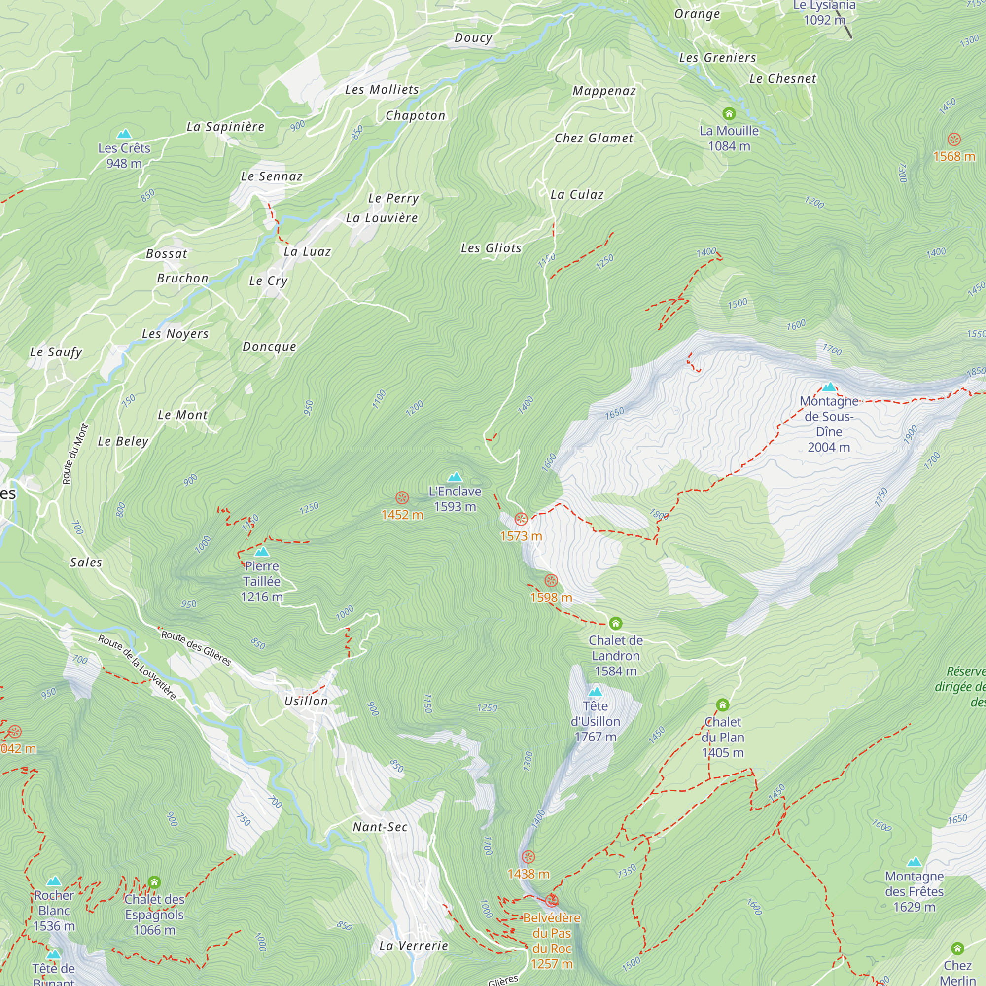 Chalet du col de l'Enclave map