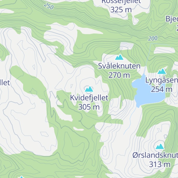 Map of Kvidefjellet