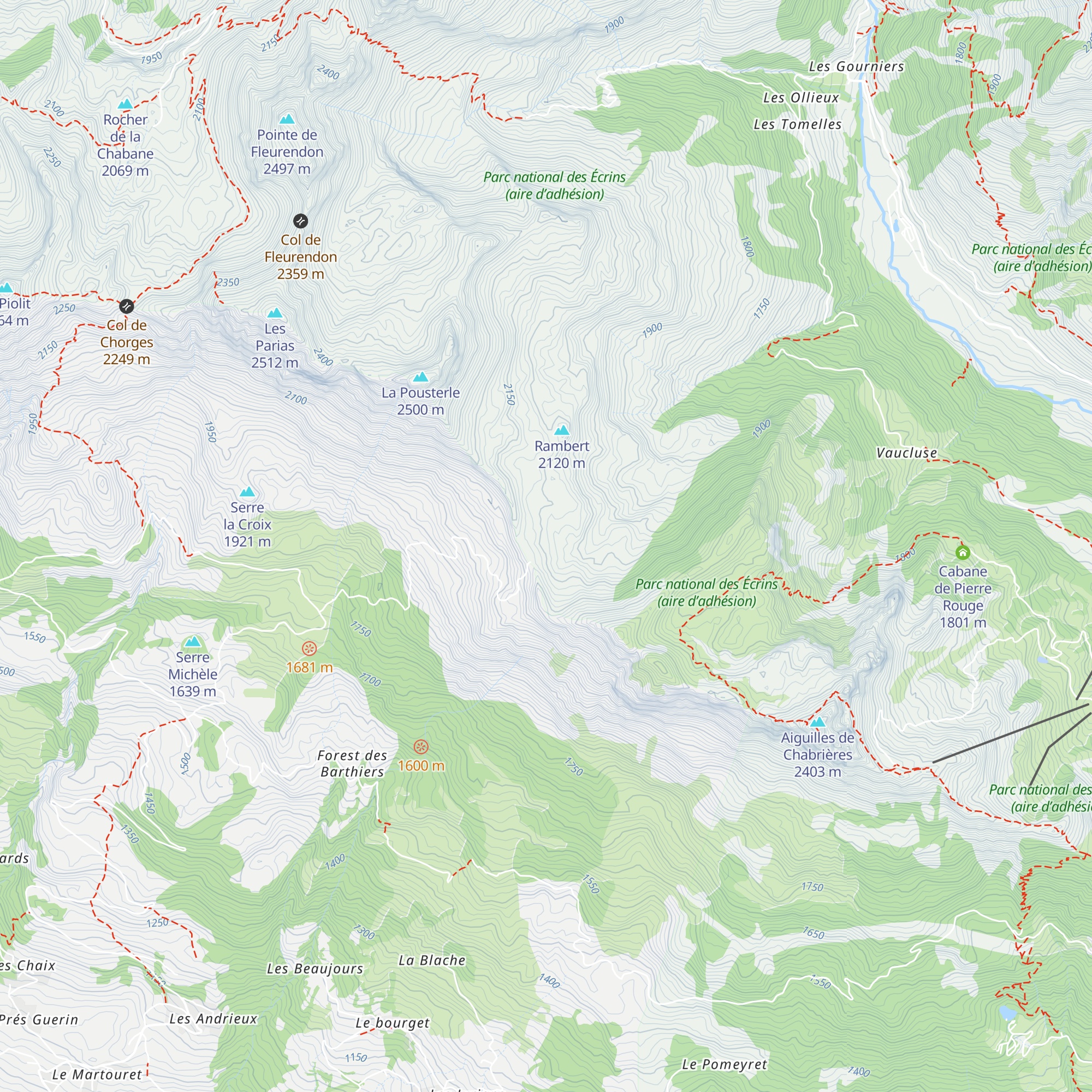 Cabane de la Gardette map