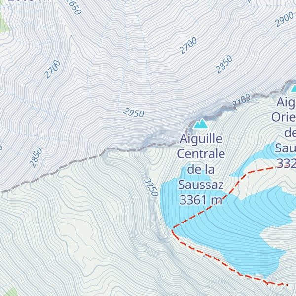 Map of AIguille Occidentale de la Saussaz