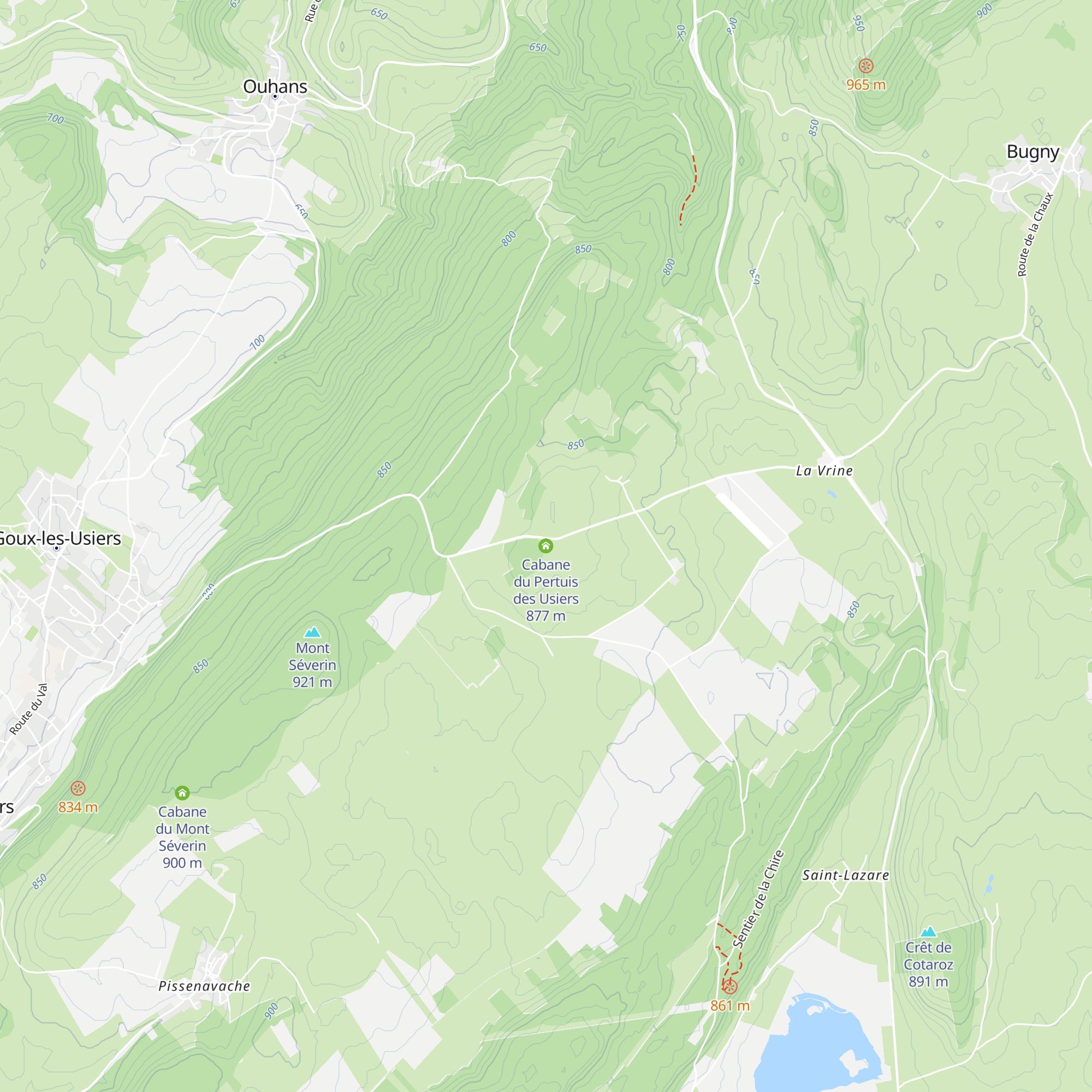 Cabane du Pertuis des Usiers map
