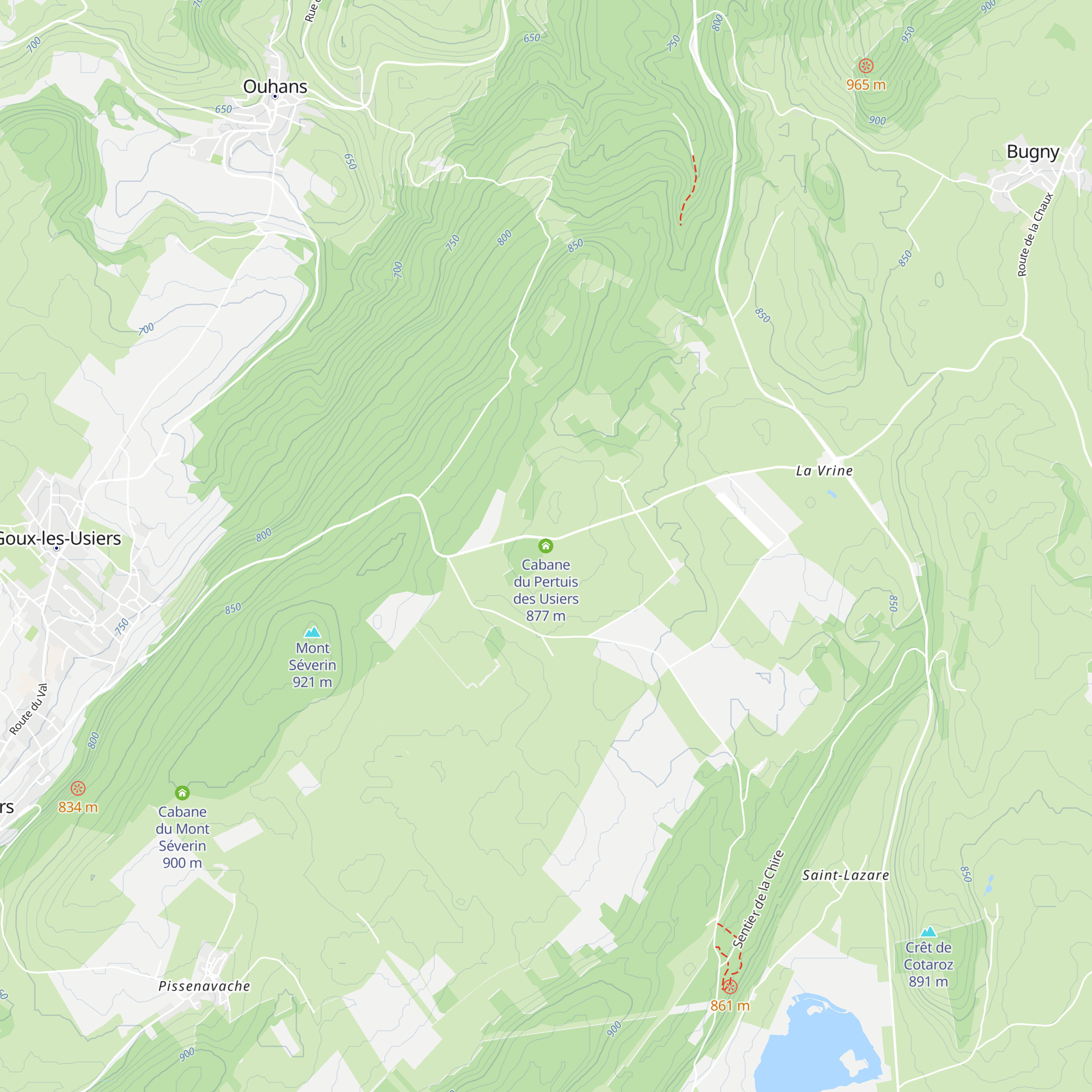 Cabane du Pertuis des Usiers map