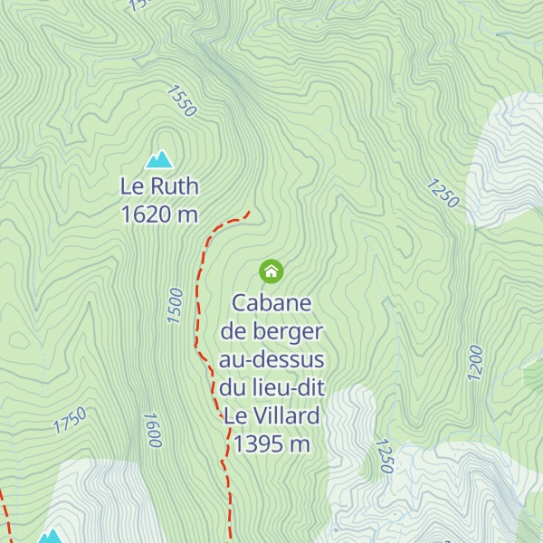 Map of Cabane de berger au-dessus du lieu-dit Le Villard