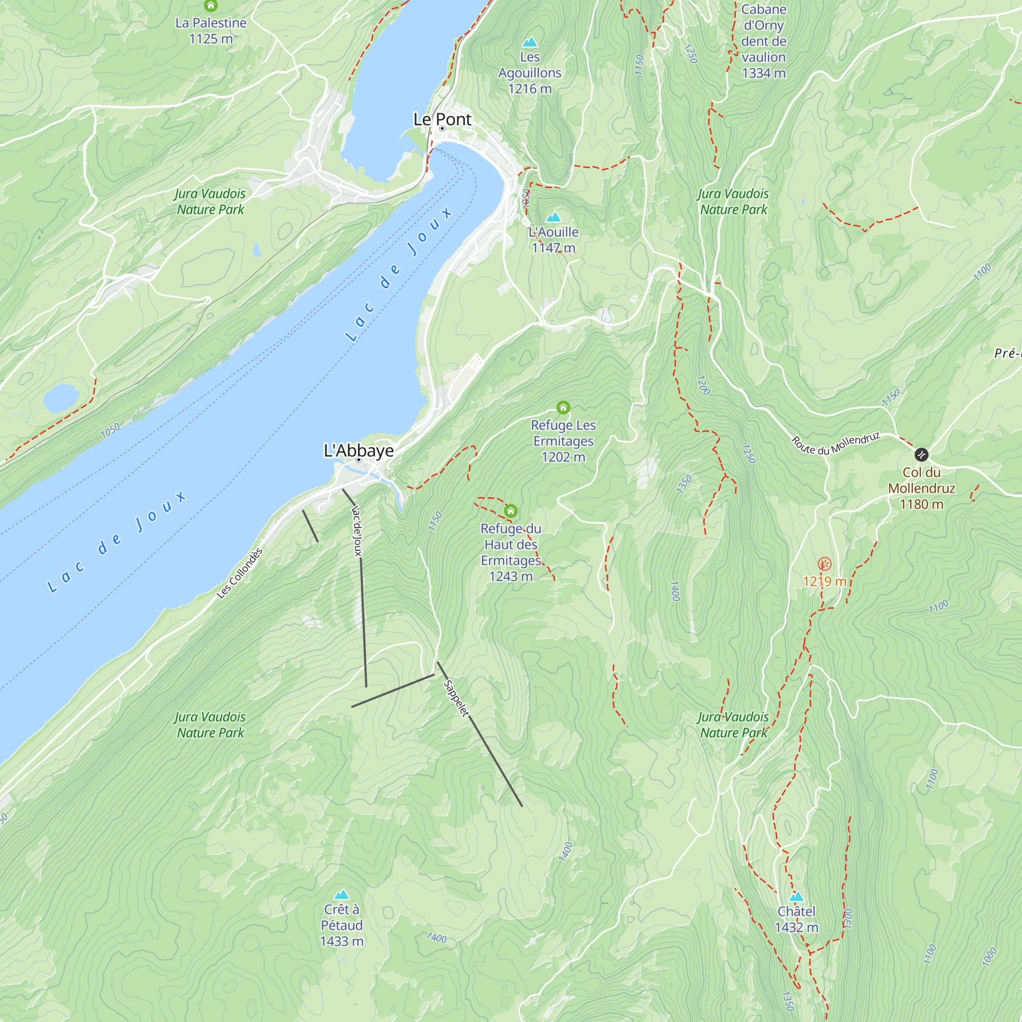 Refuge du Haut des Ermitages map
