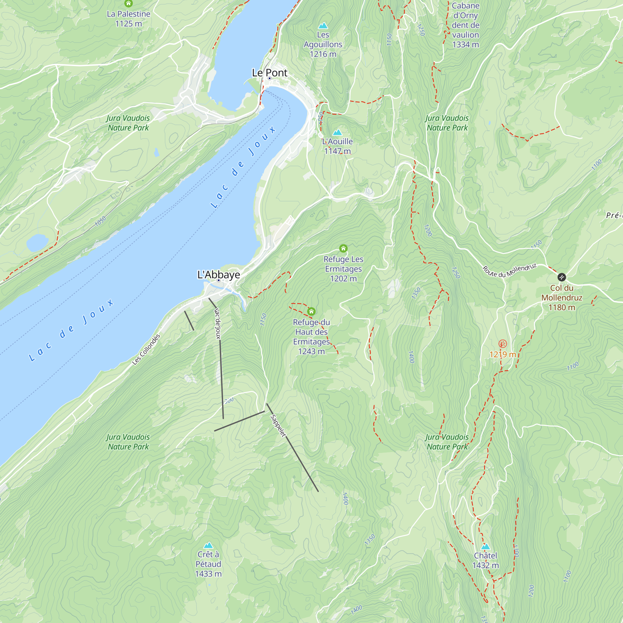 Refuge du Haut des Ermitages map