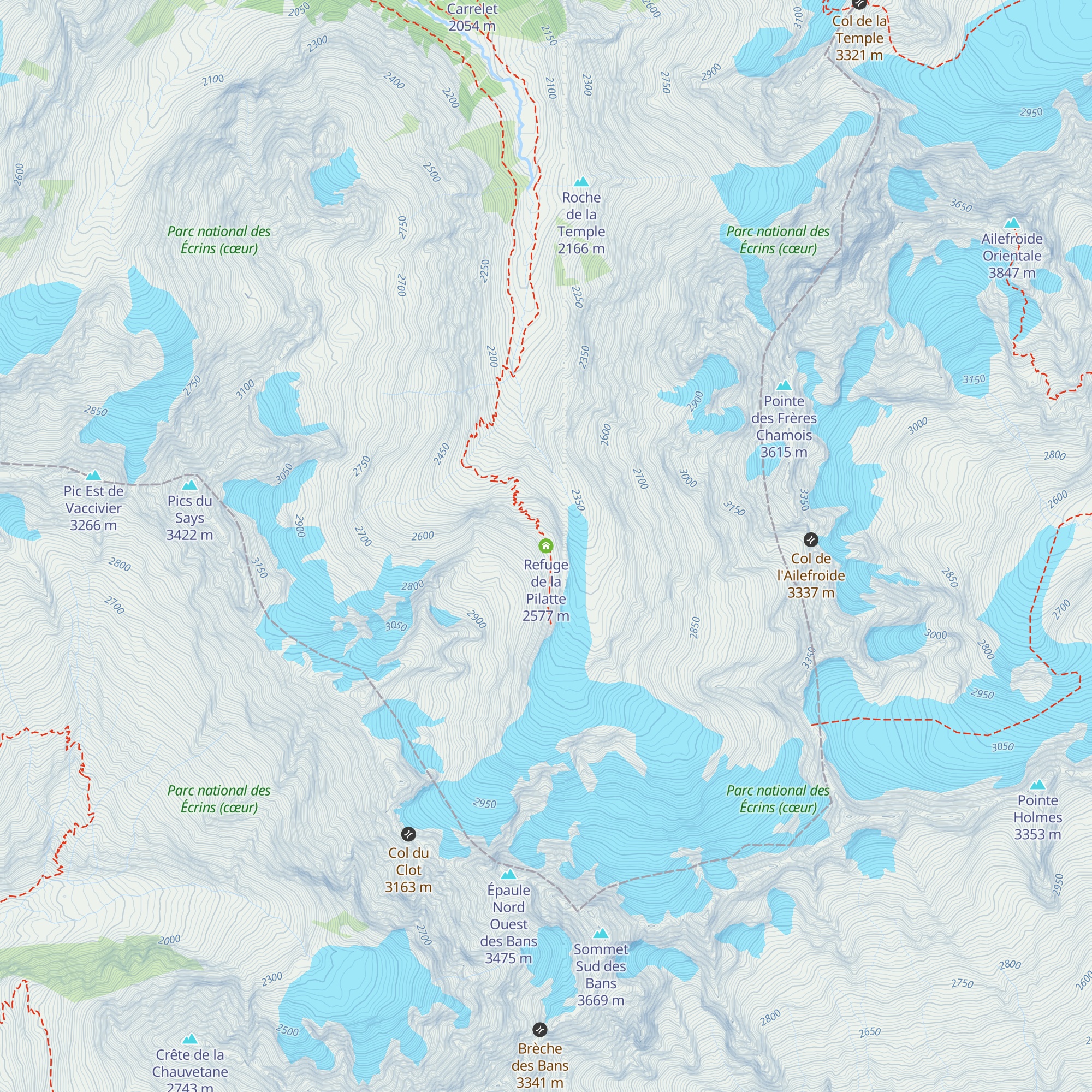 Refuge de la Pilatte map