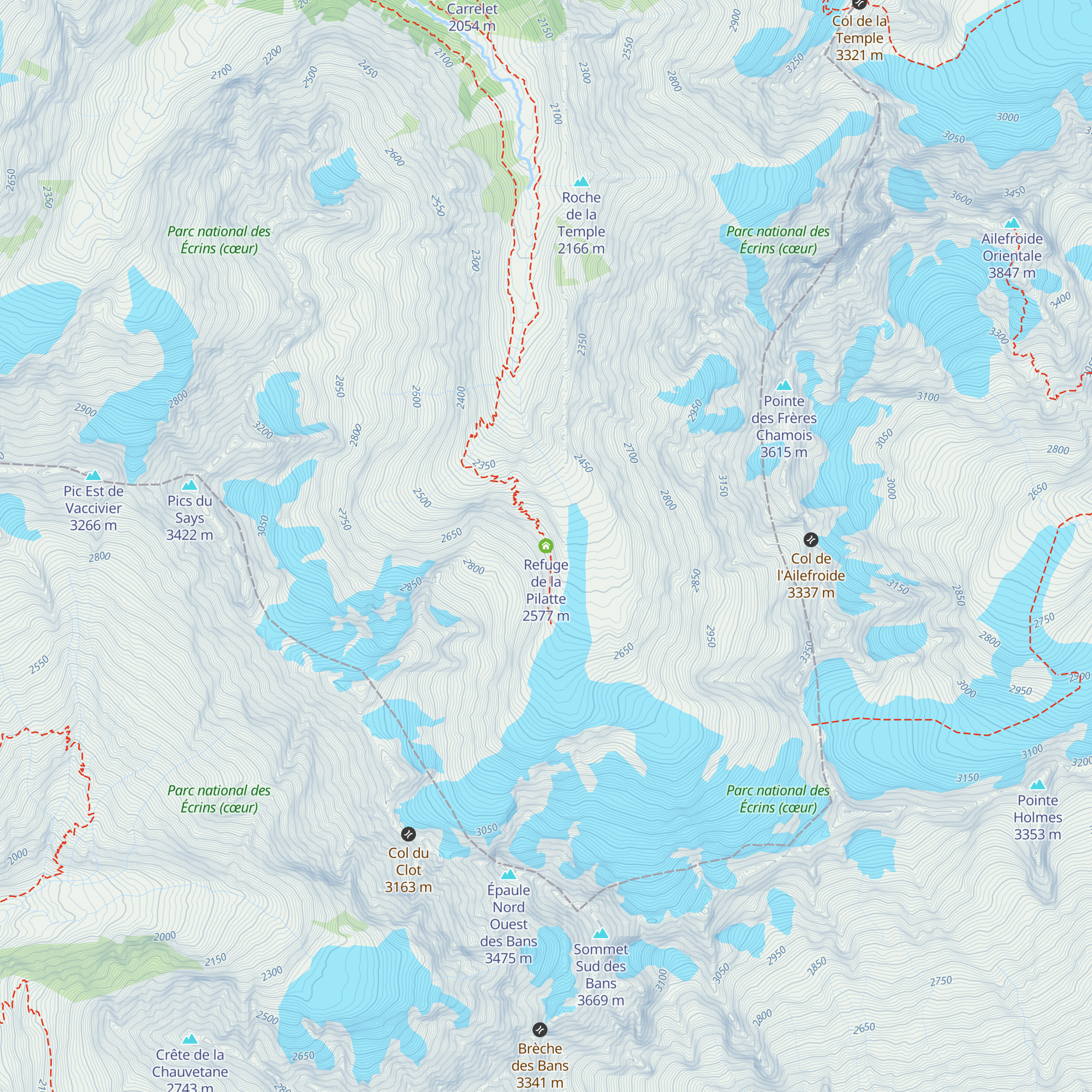 Refuge de la Pilatte map