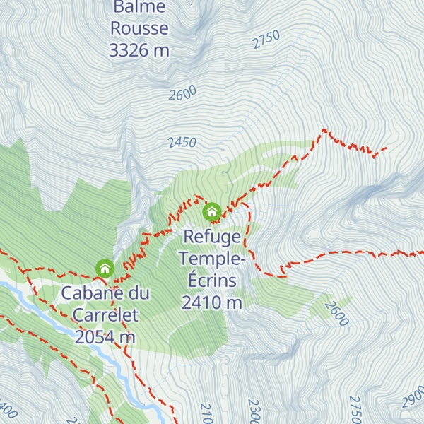 Map of Refuge Temple-Écrins