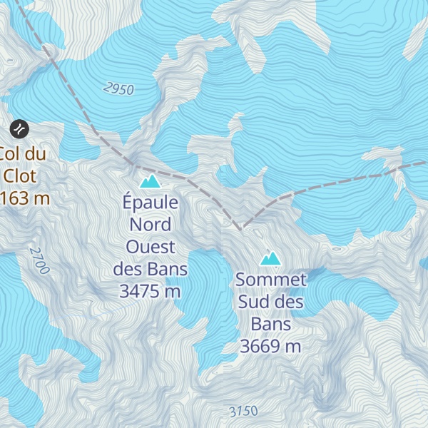 Map of Sommet Nord Ouest des Bans