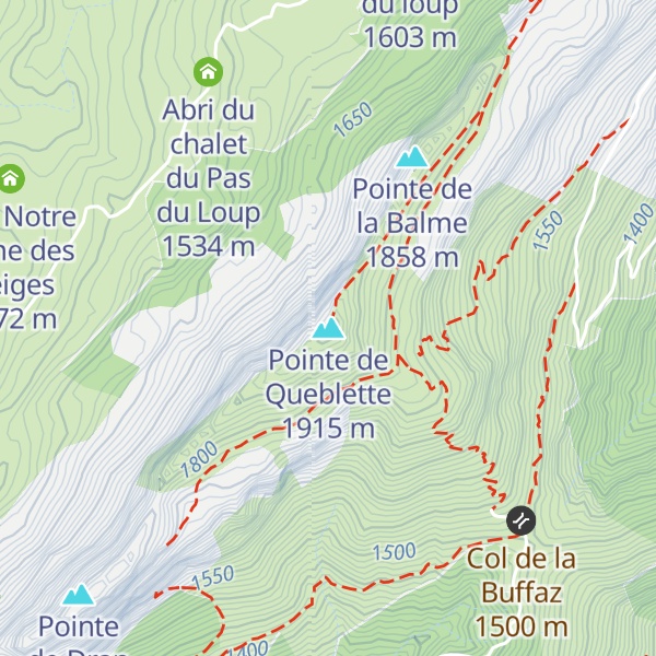Map of Pointe de Queblette