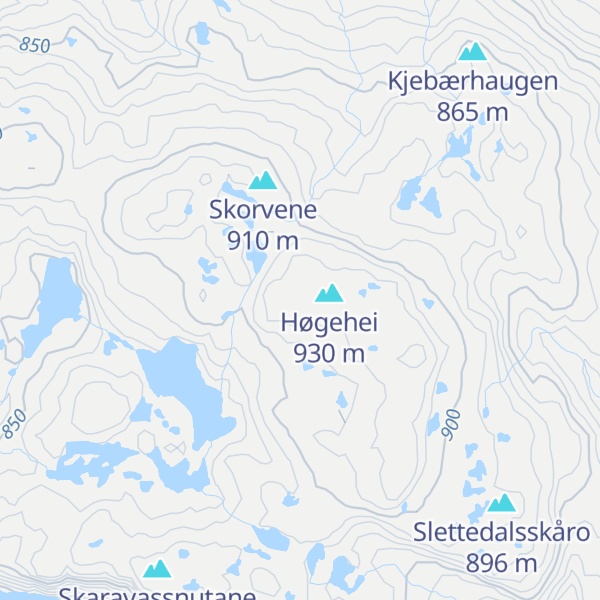 Map of Øytjønnhadlene