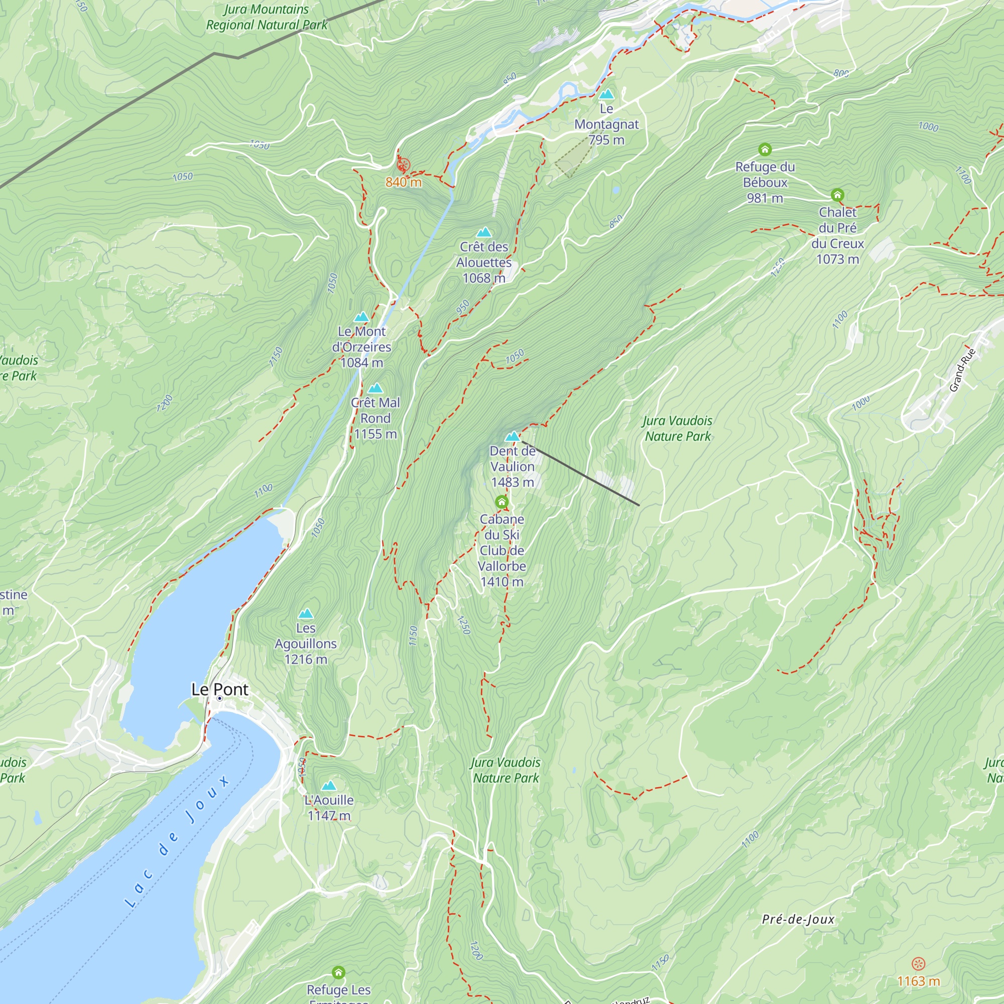 Cabane du Ski Club de Vallorbe map
