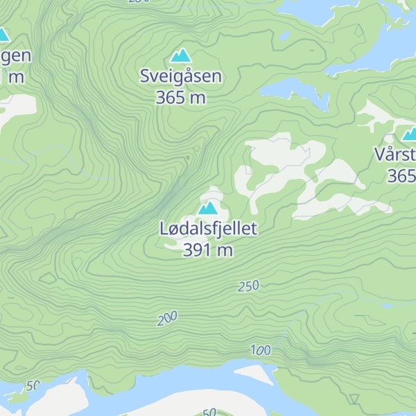 Map of Lødalsfjellet