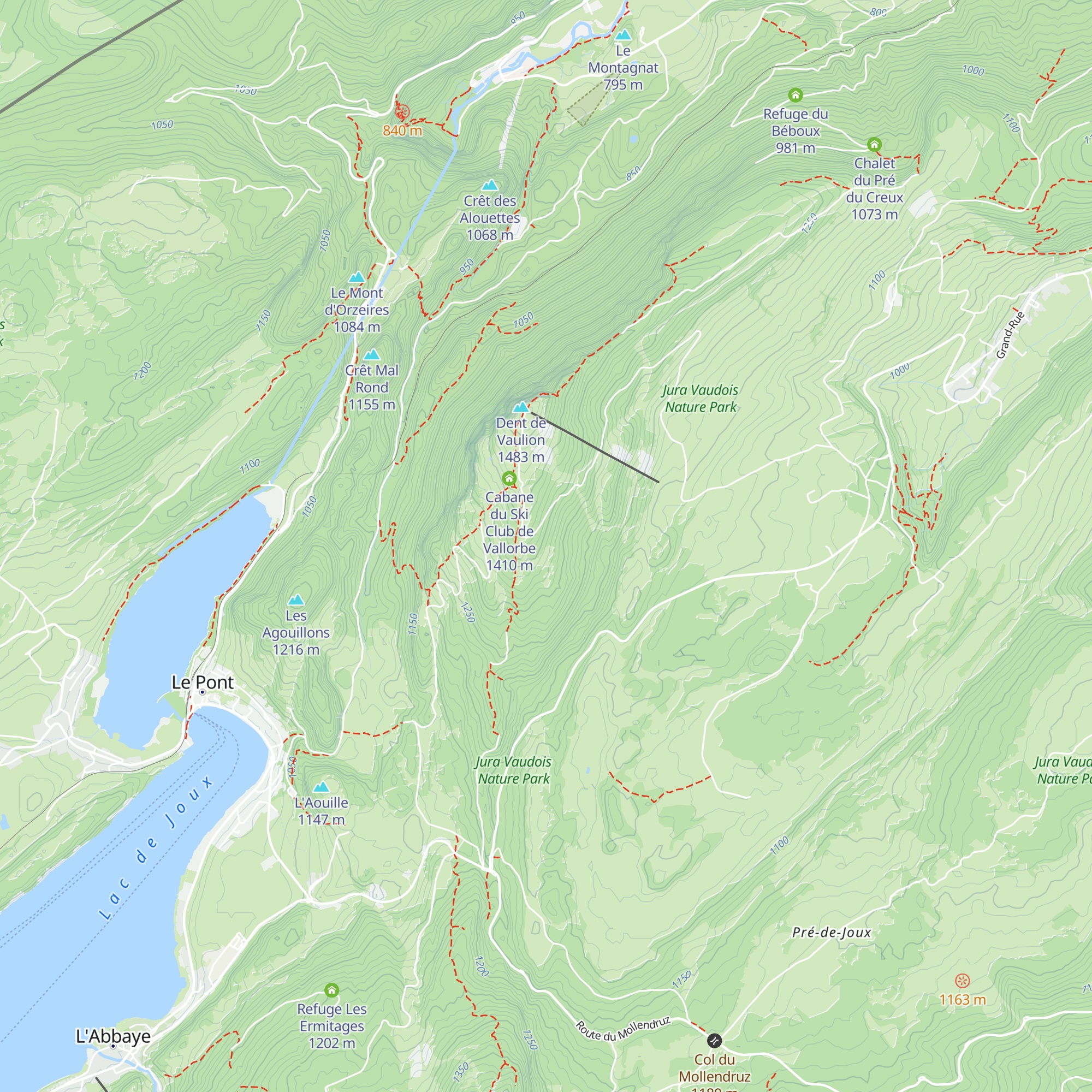 Cabane d'Orny dent de vaulion map