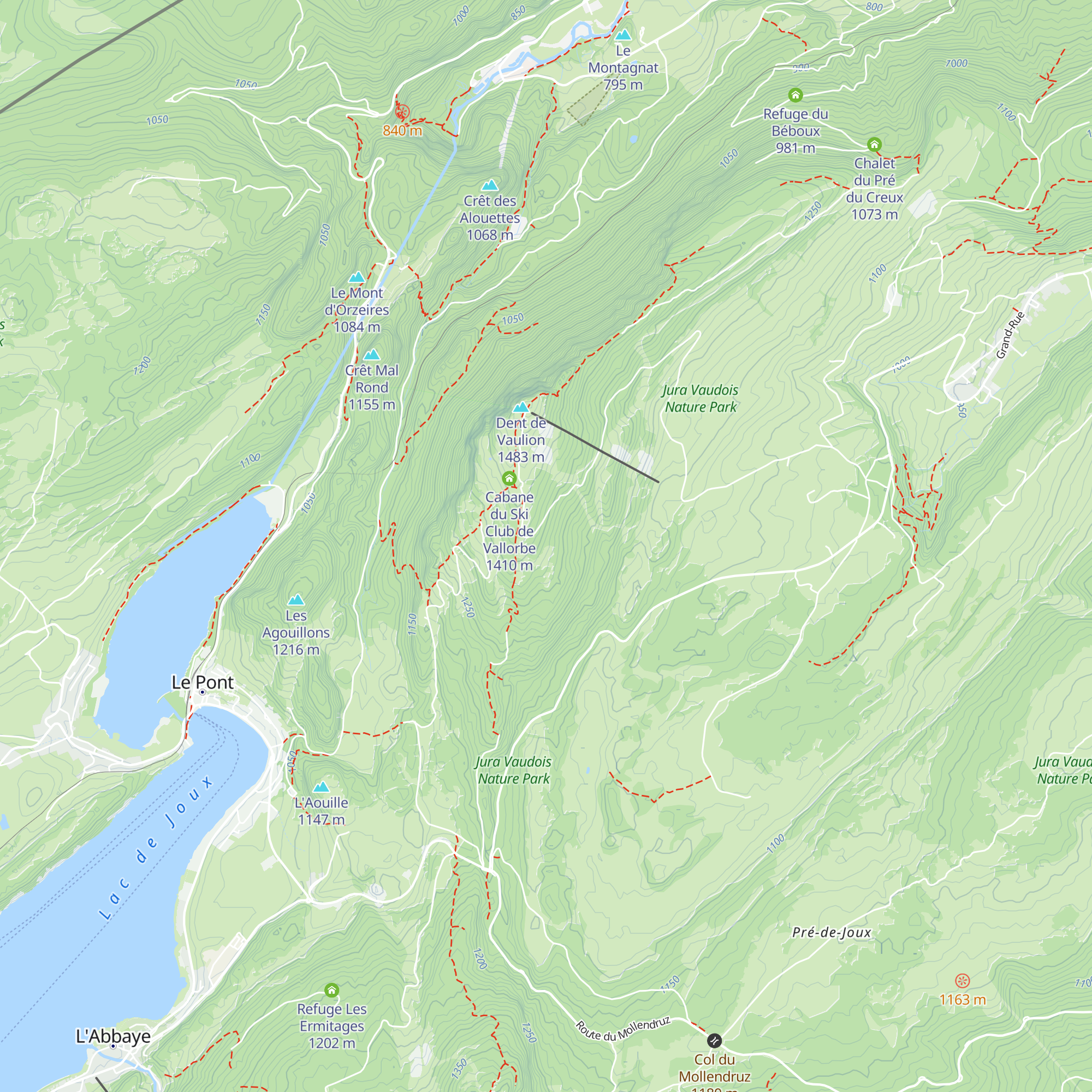 Cabane d'Orny dent de vaulion map