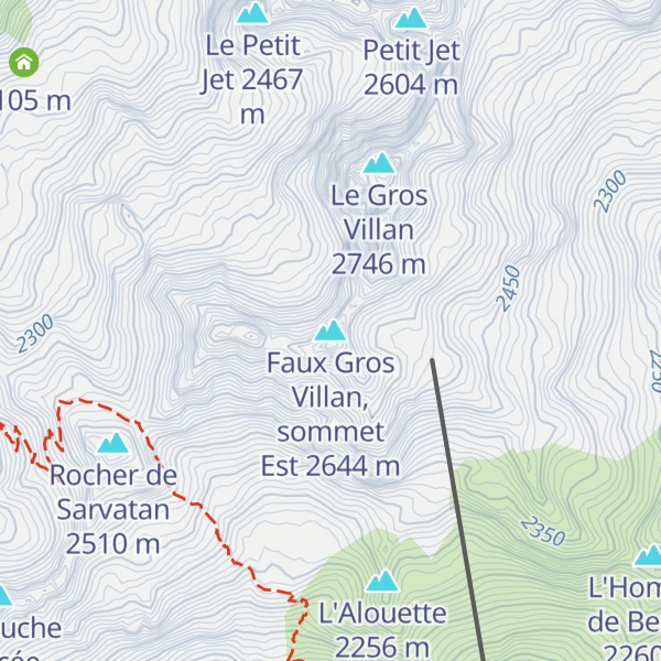 Map of Faux Gros Villan, sommet Est