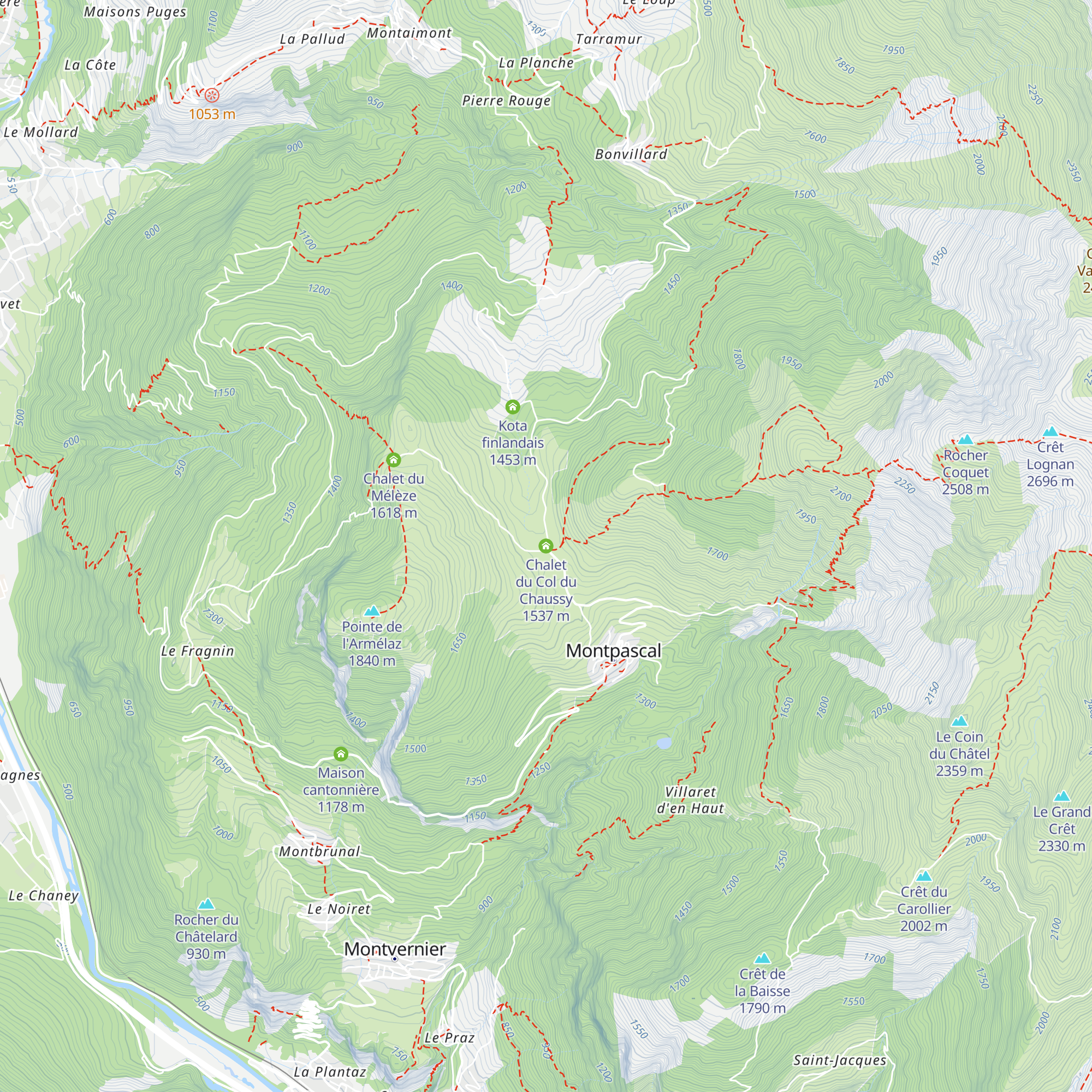 Chalet du Col du Chaussy map