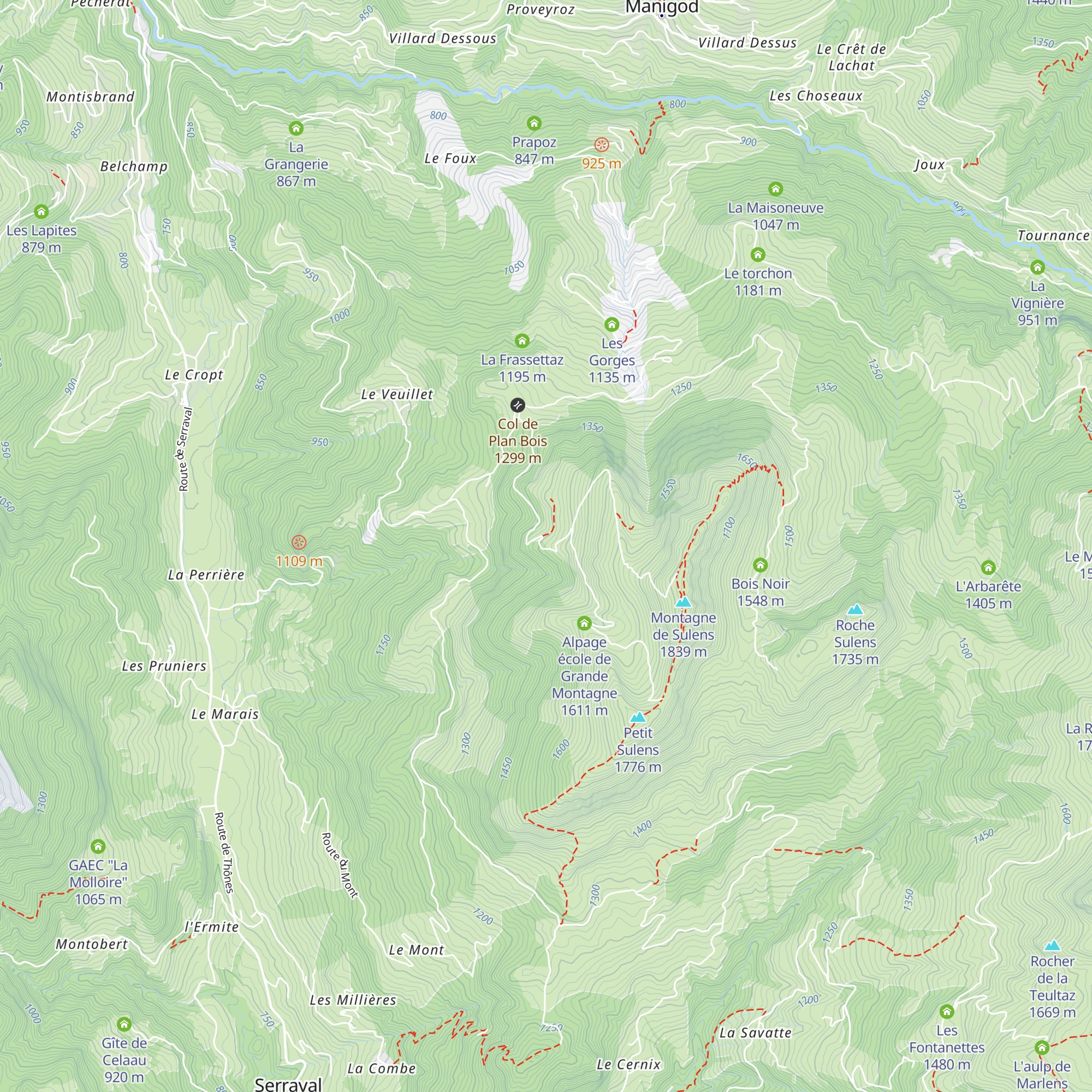 Chalet de la Croix de Sulens map