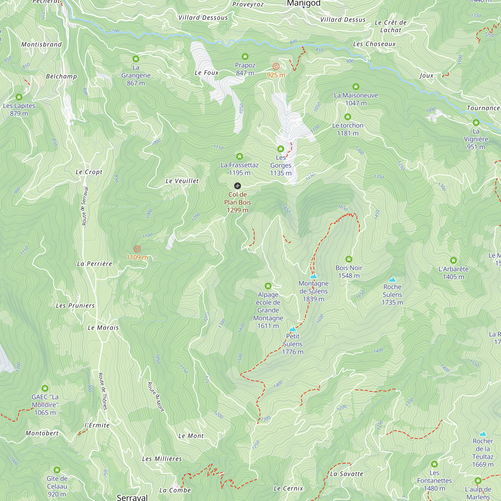 Chalet de la Croix de Sulens map