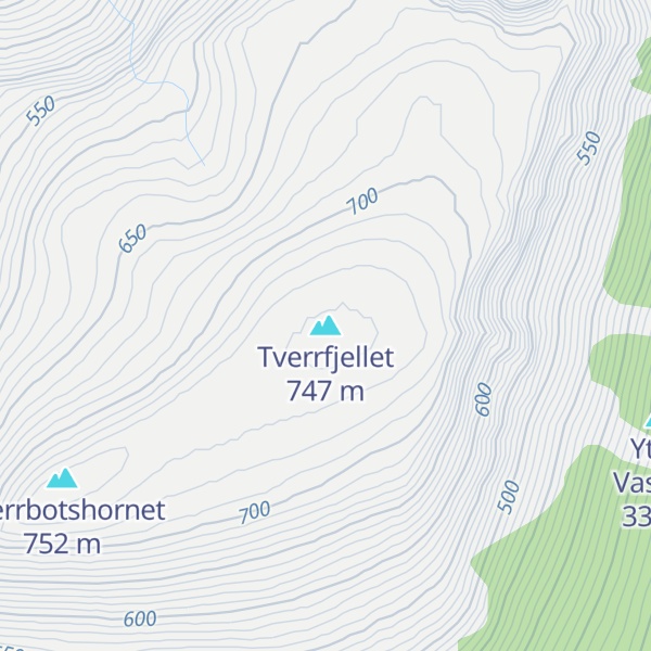 Map of Tverrfjellet