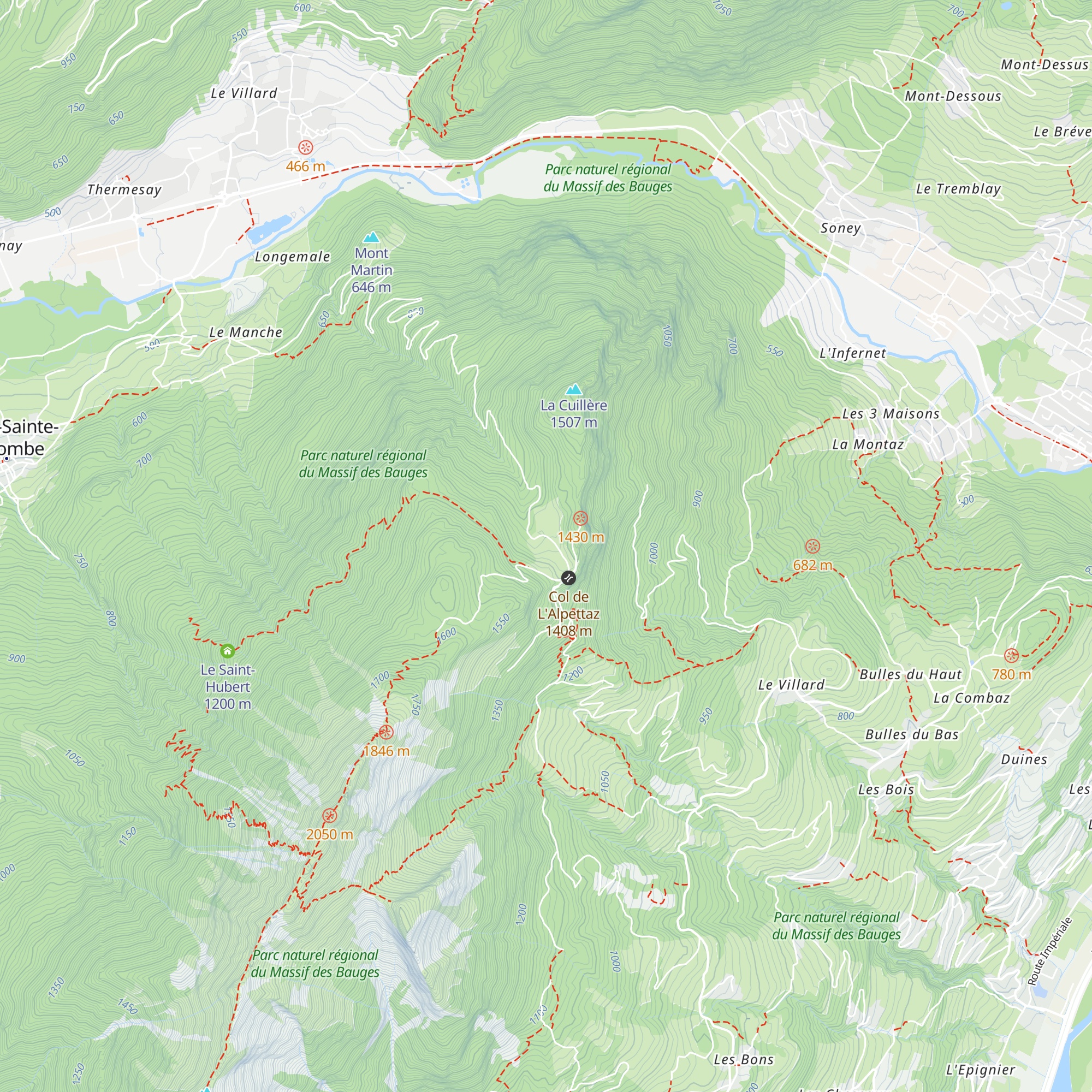 Chalet communal de l'Alpettaz map