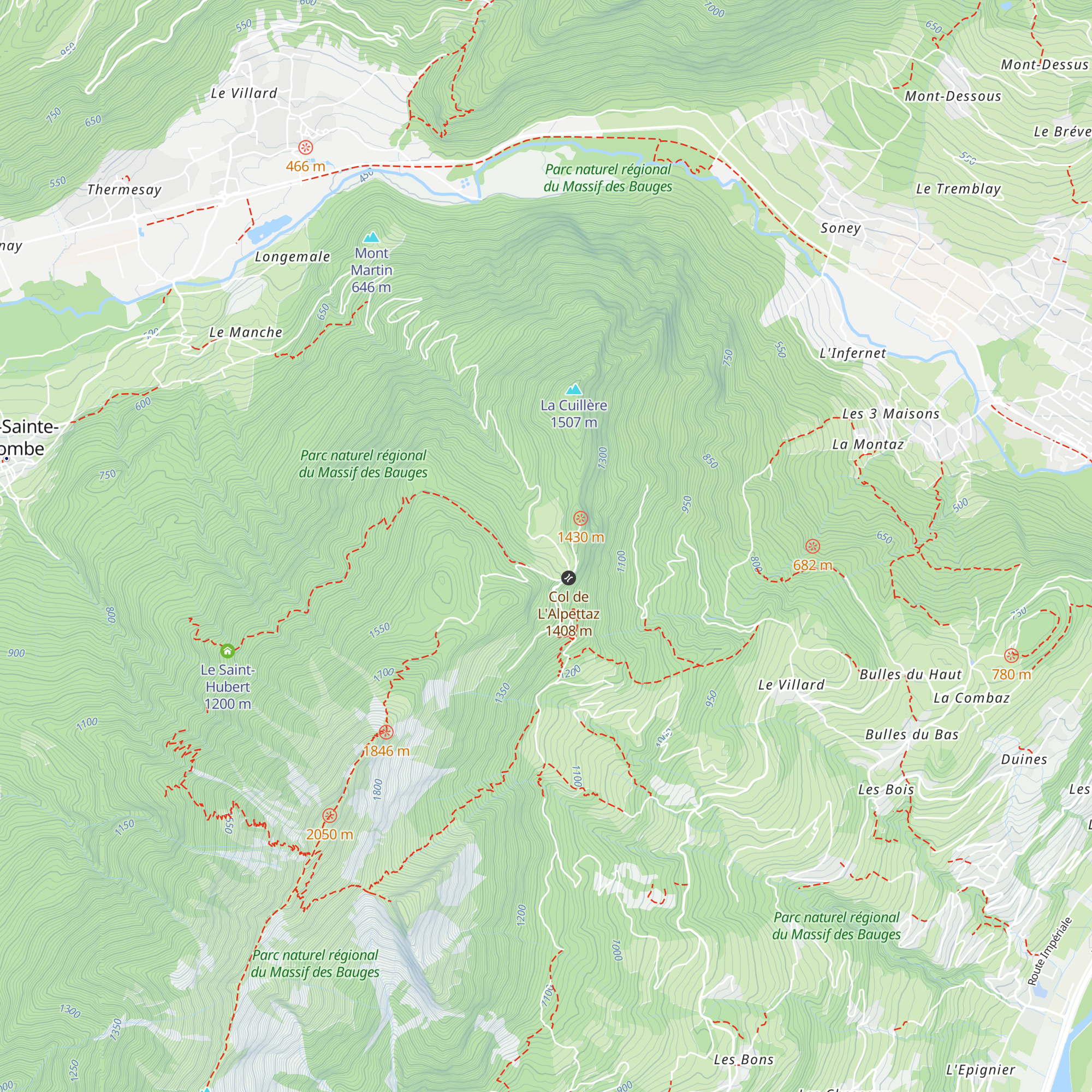 Chalet communal de l'Alpettaz map