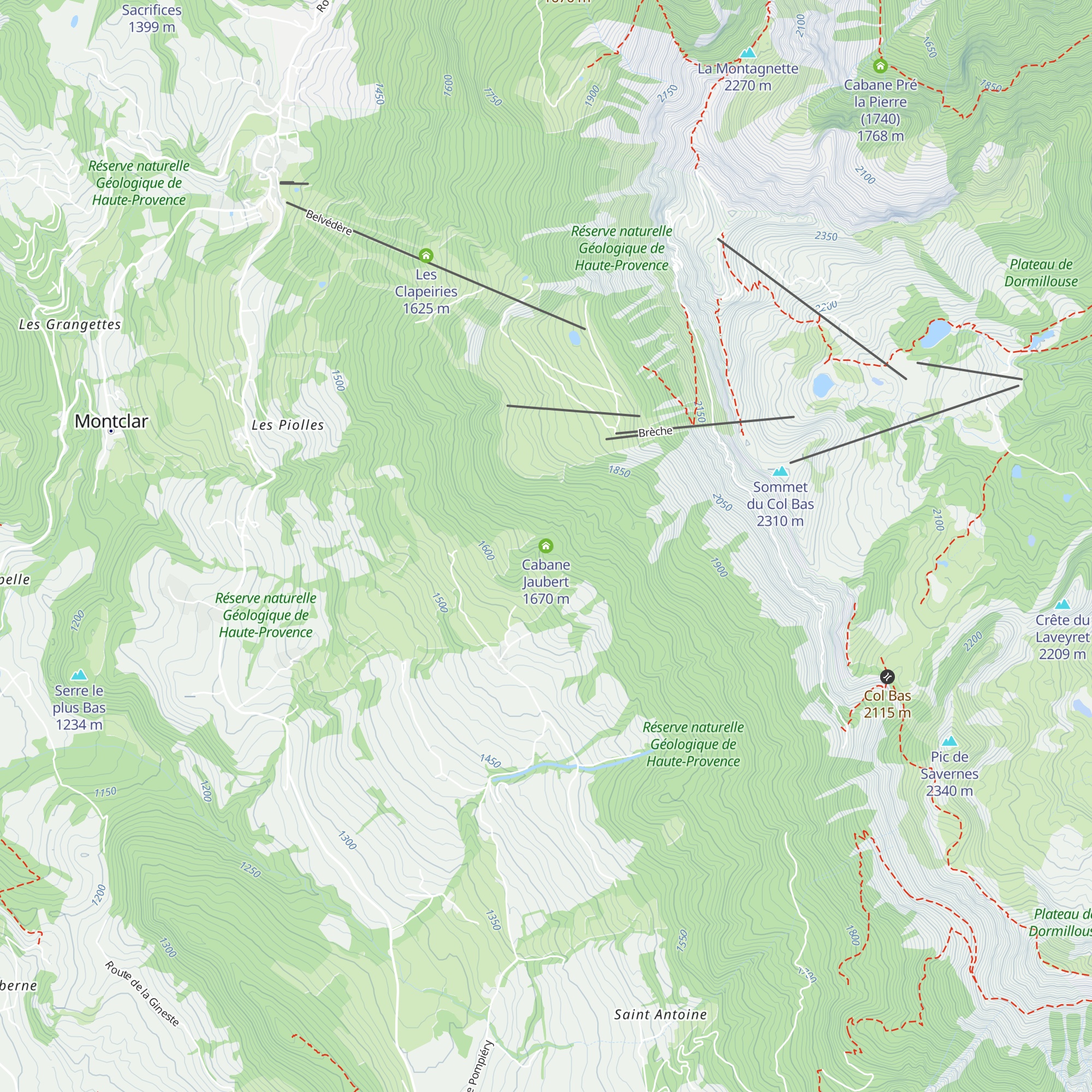 Cabane Jaubert map