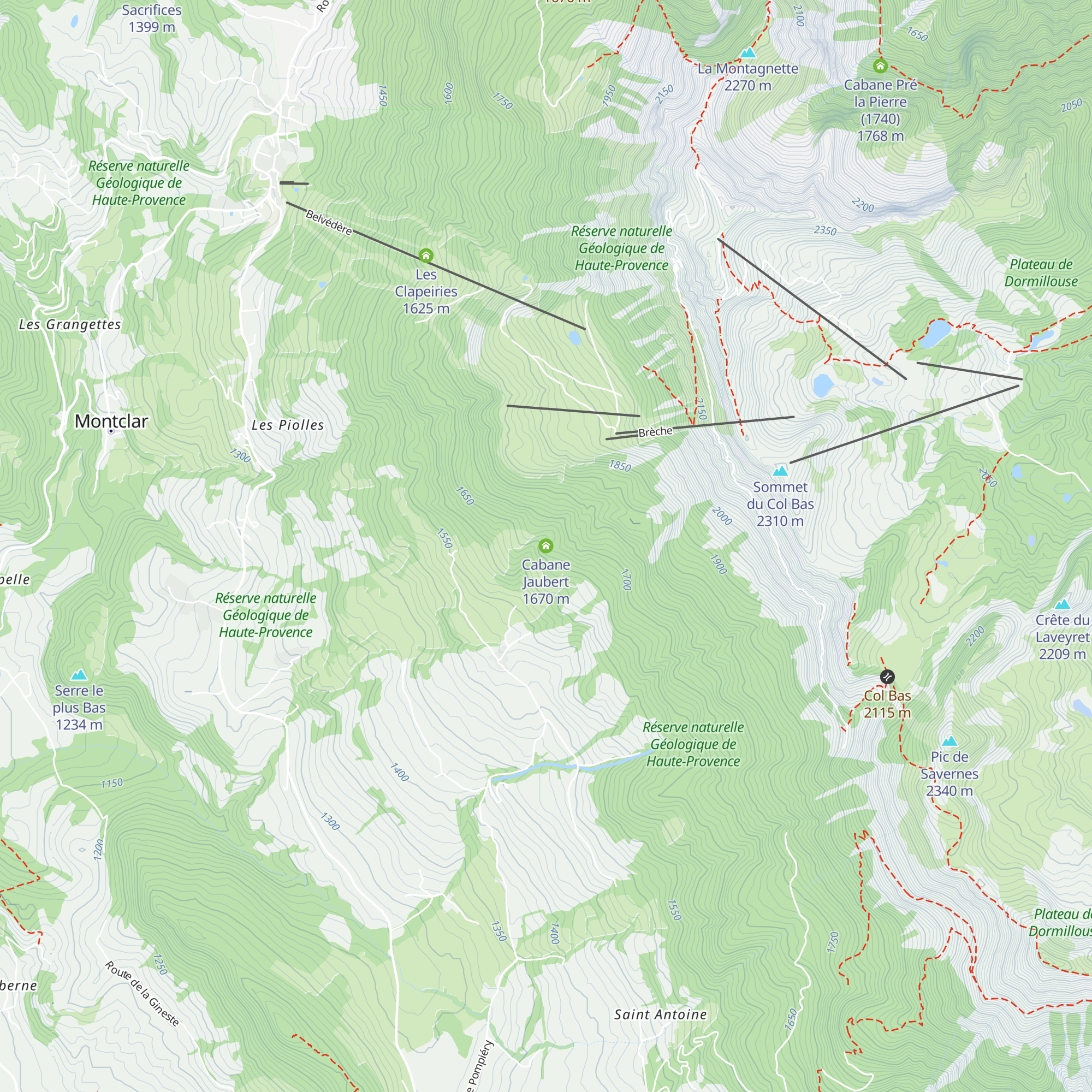 Cabane Jaubert map