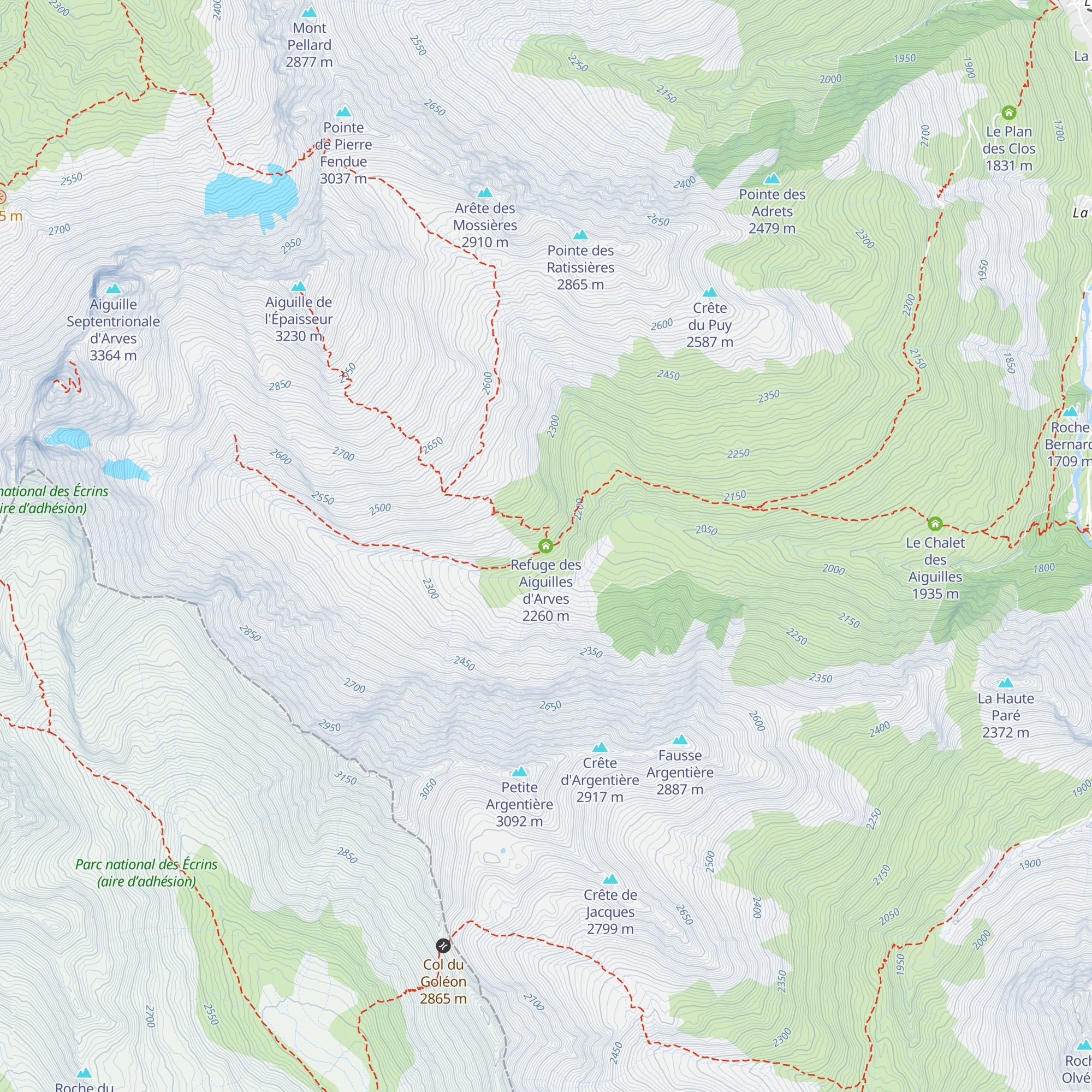 Refuge des Aiguilles d'Arves map