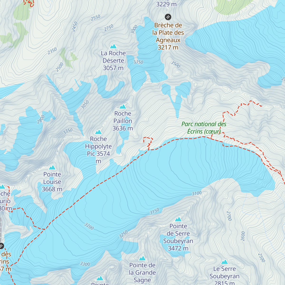 Refuge des Écrins map