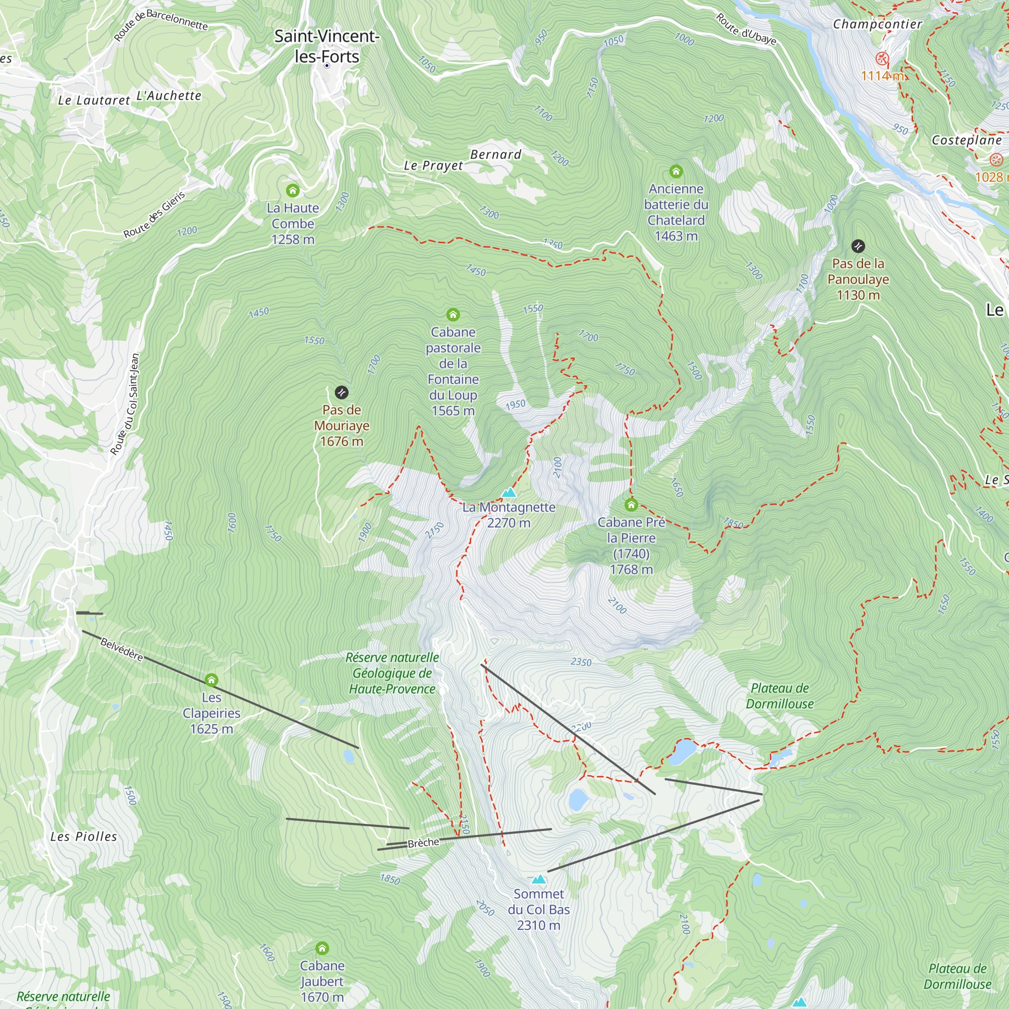 Cabane de la Montagnette map