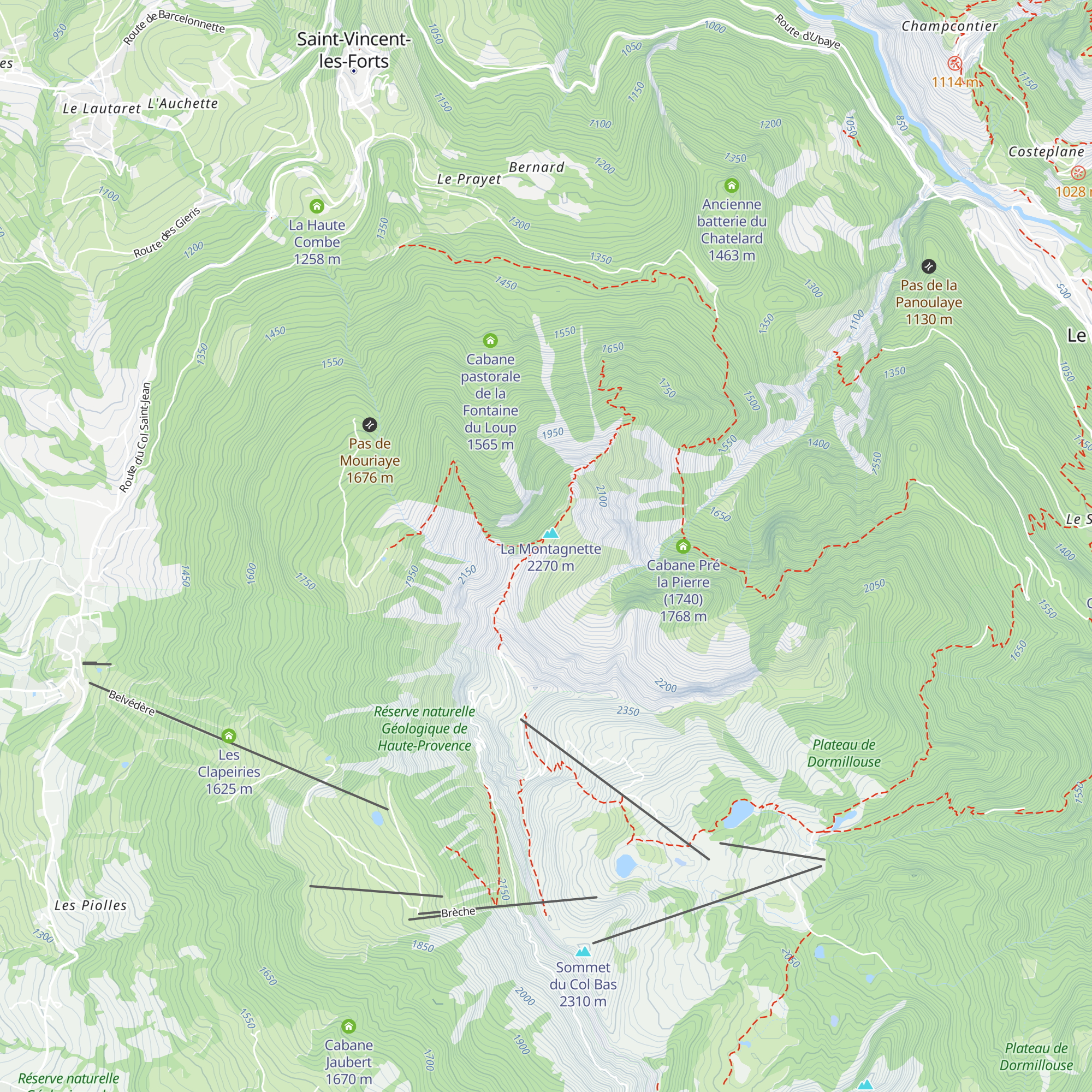 Cabane de la Montagnette map