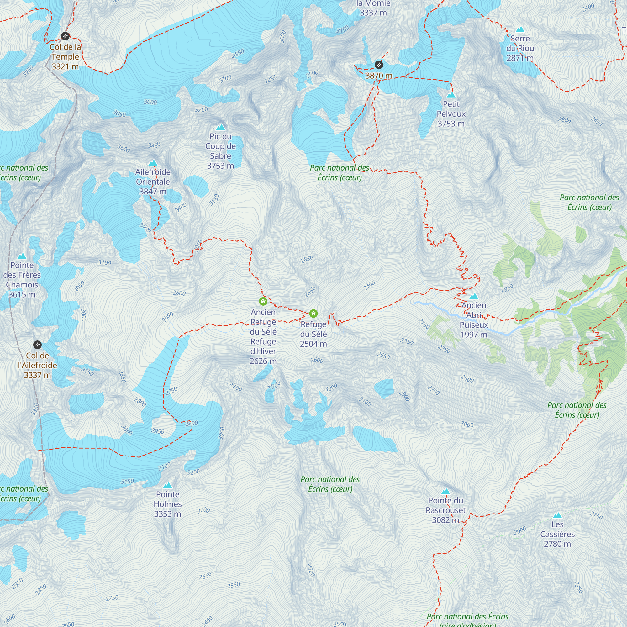 Refuge du Sélé map