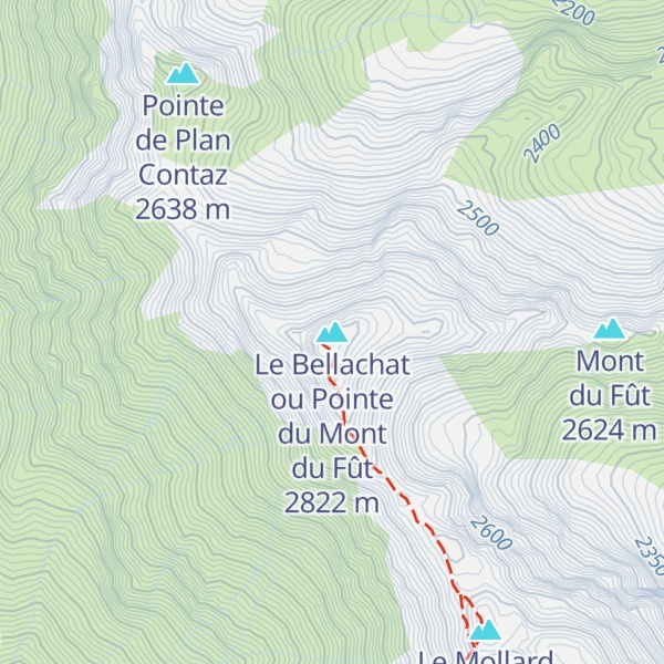 Map of Le Bellachat ou Pointe du Mont du Fût