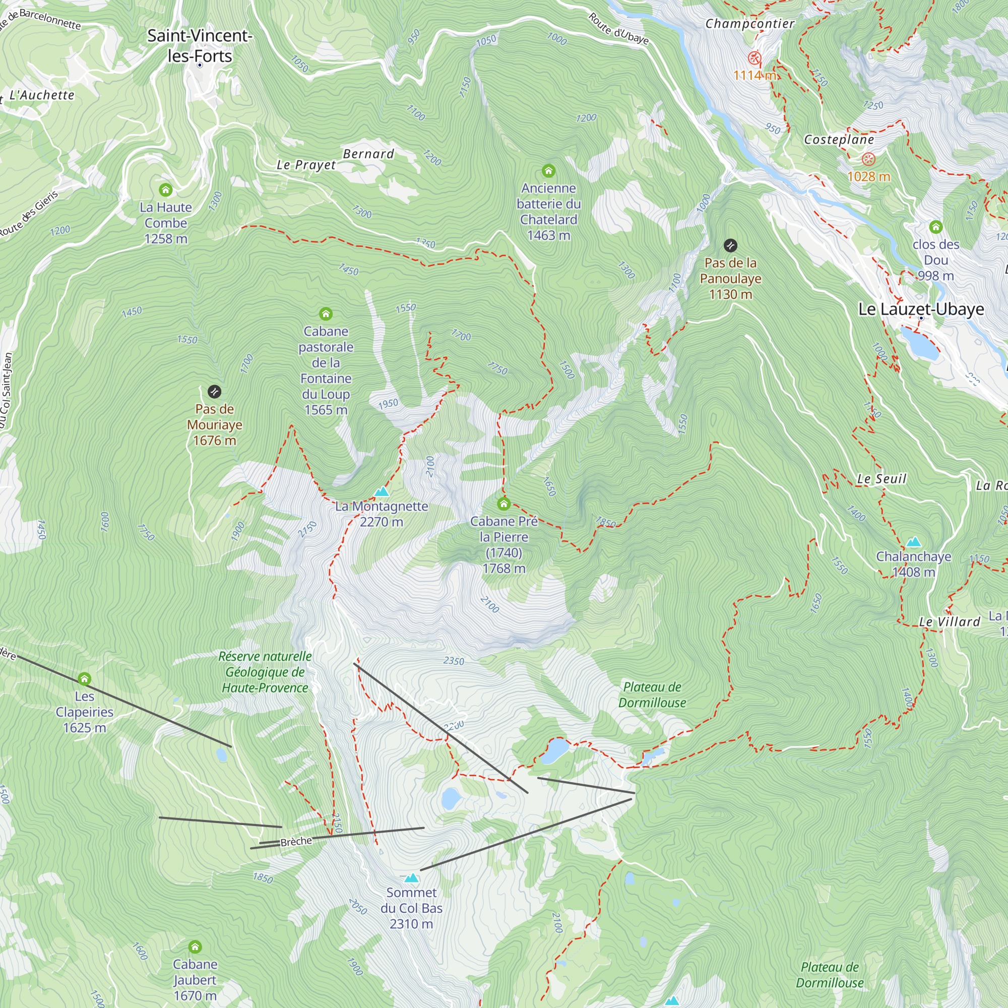 Cabane Pré la Pierre (1740) map