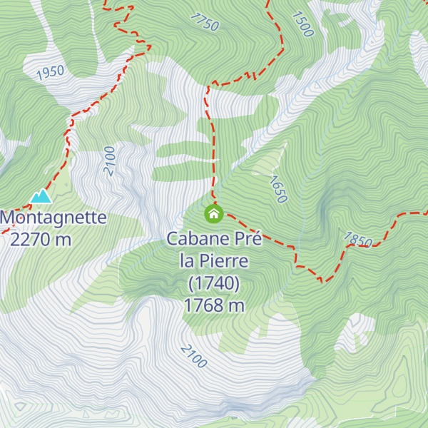 Map of Cabane Pré la Pierre (1740)
