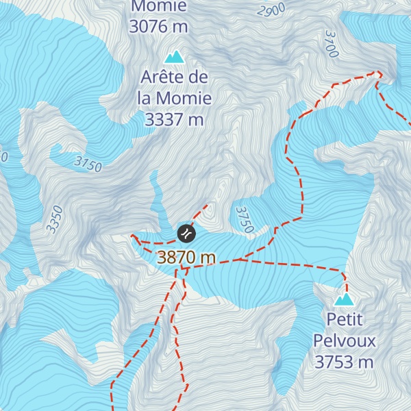 Map of Mont Pelvoux Pointe Durand