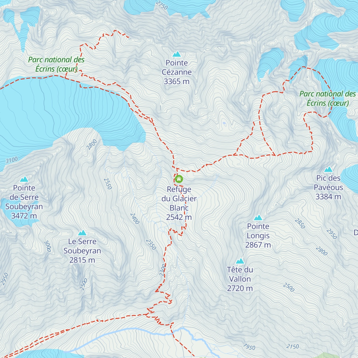 Refuge du Glacier Blanc map