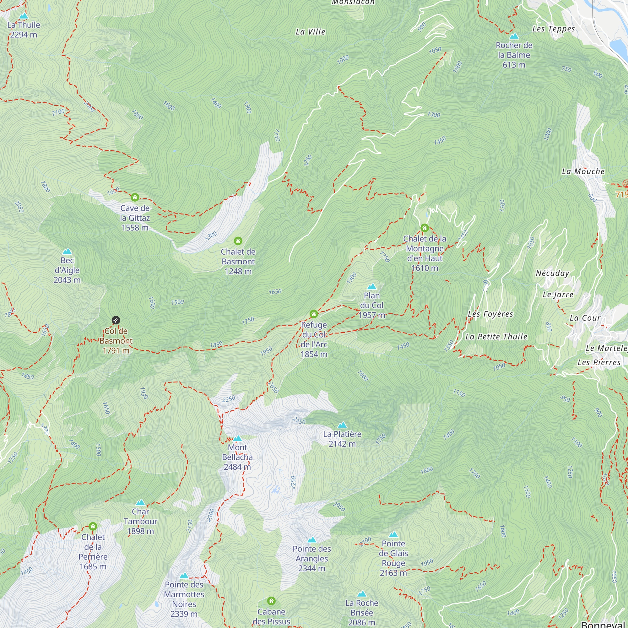 Refuge du Col de l'Arc map