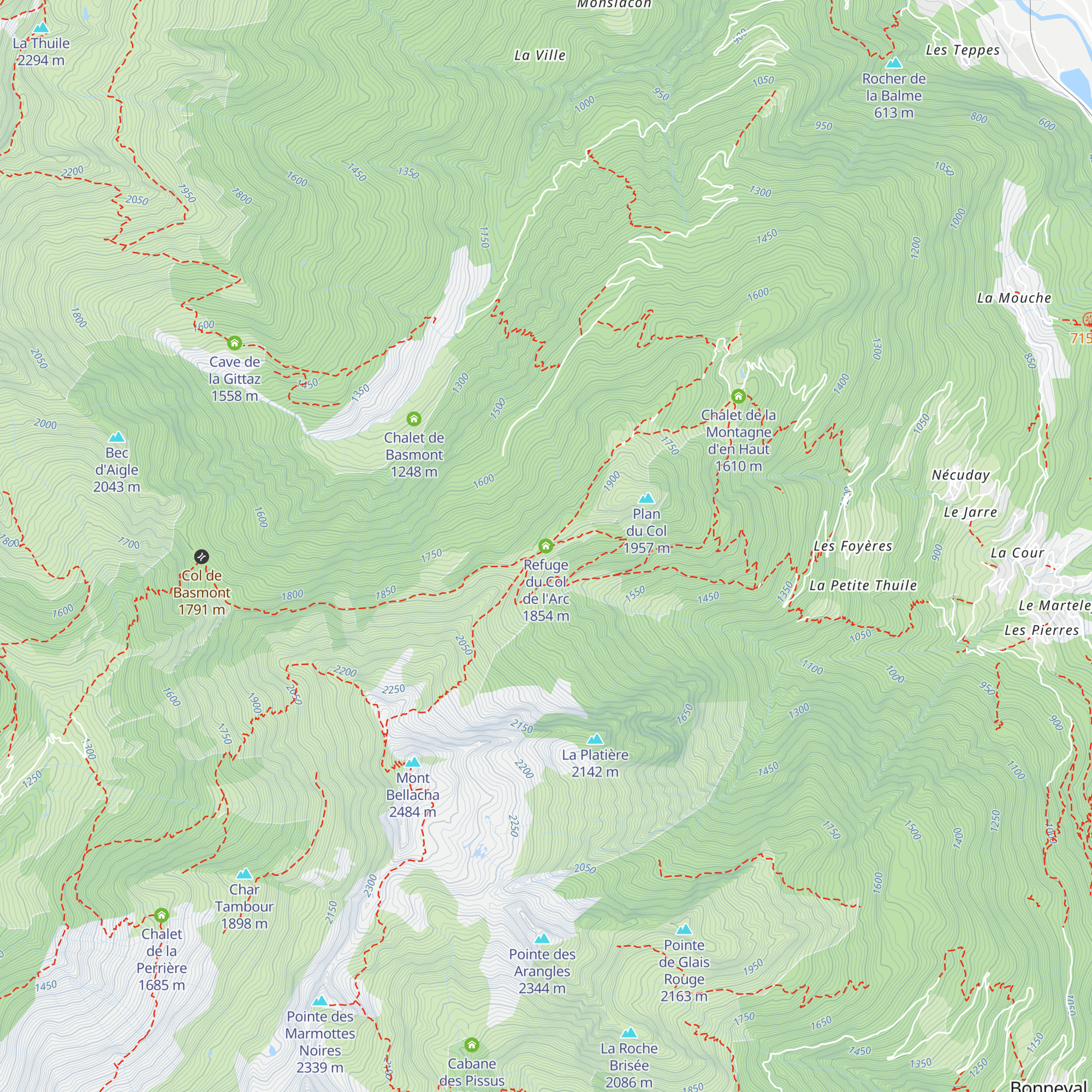 Refuge du Col de l'Arc map