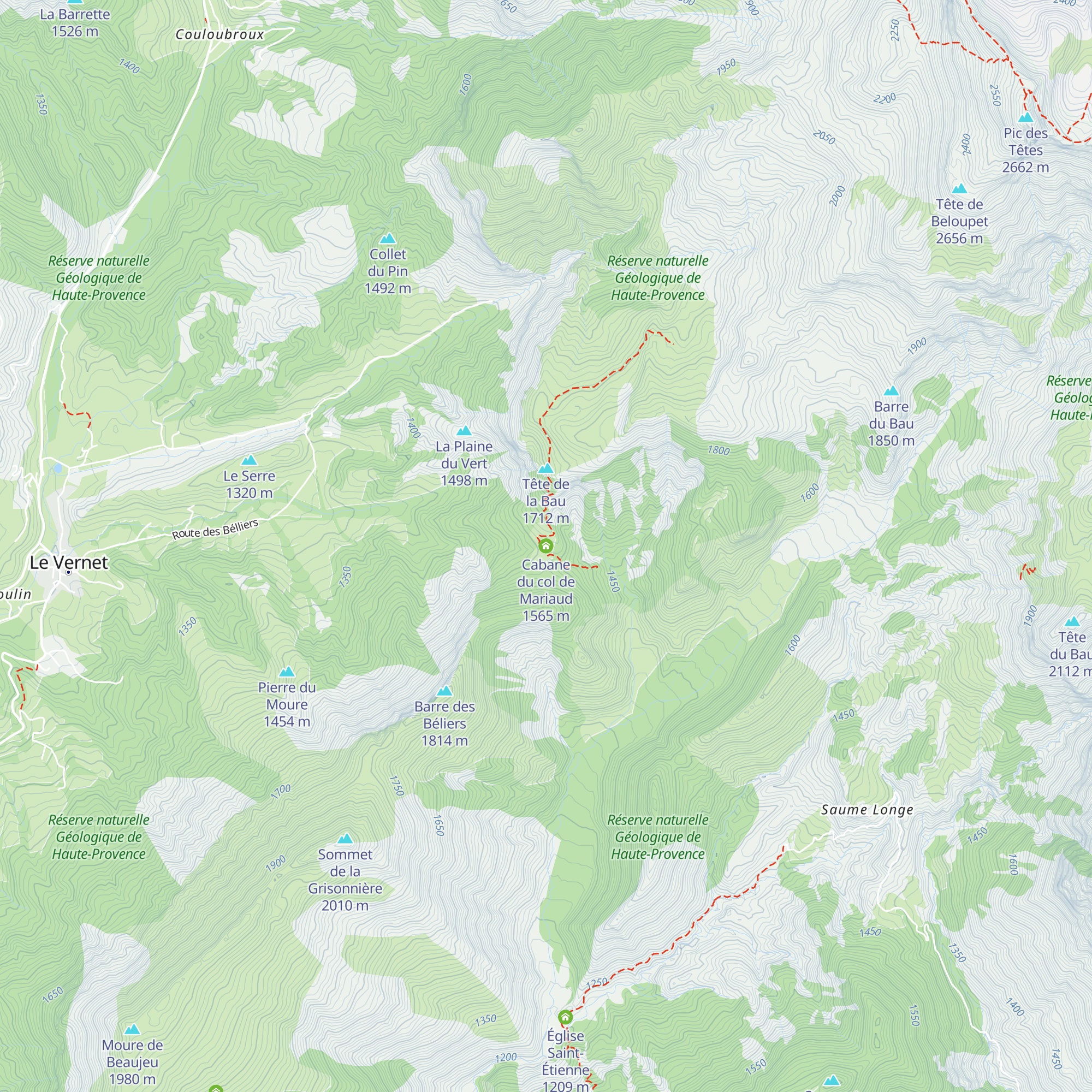 Cabane du col de Mariaud map