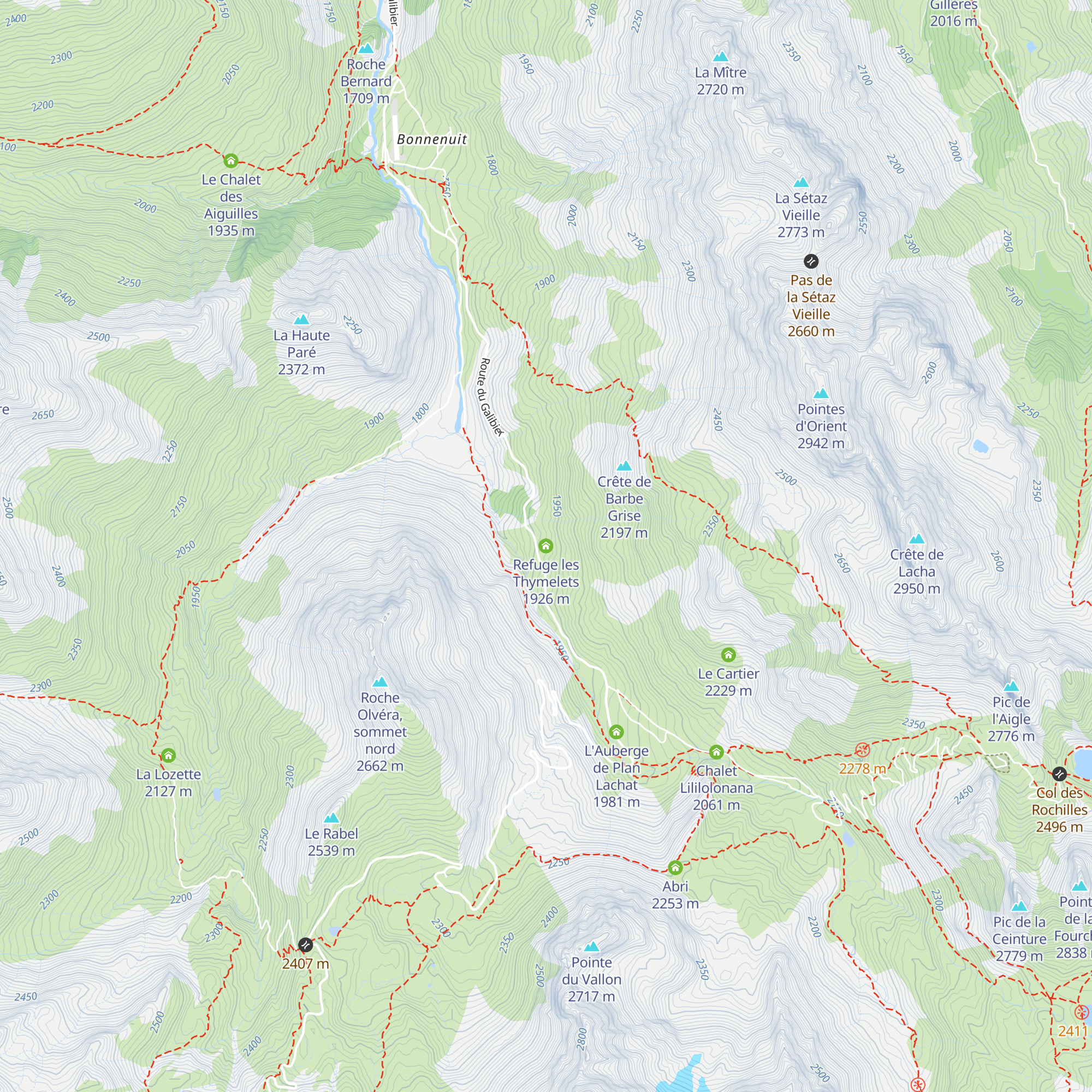 Refuge les Thymelets map