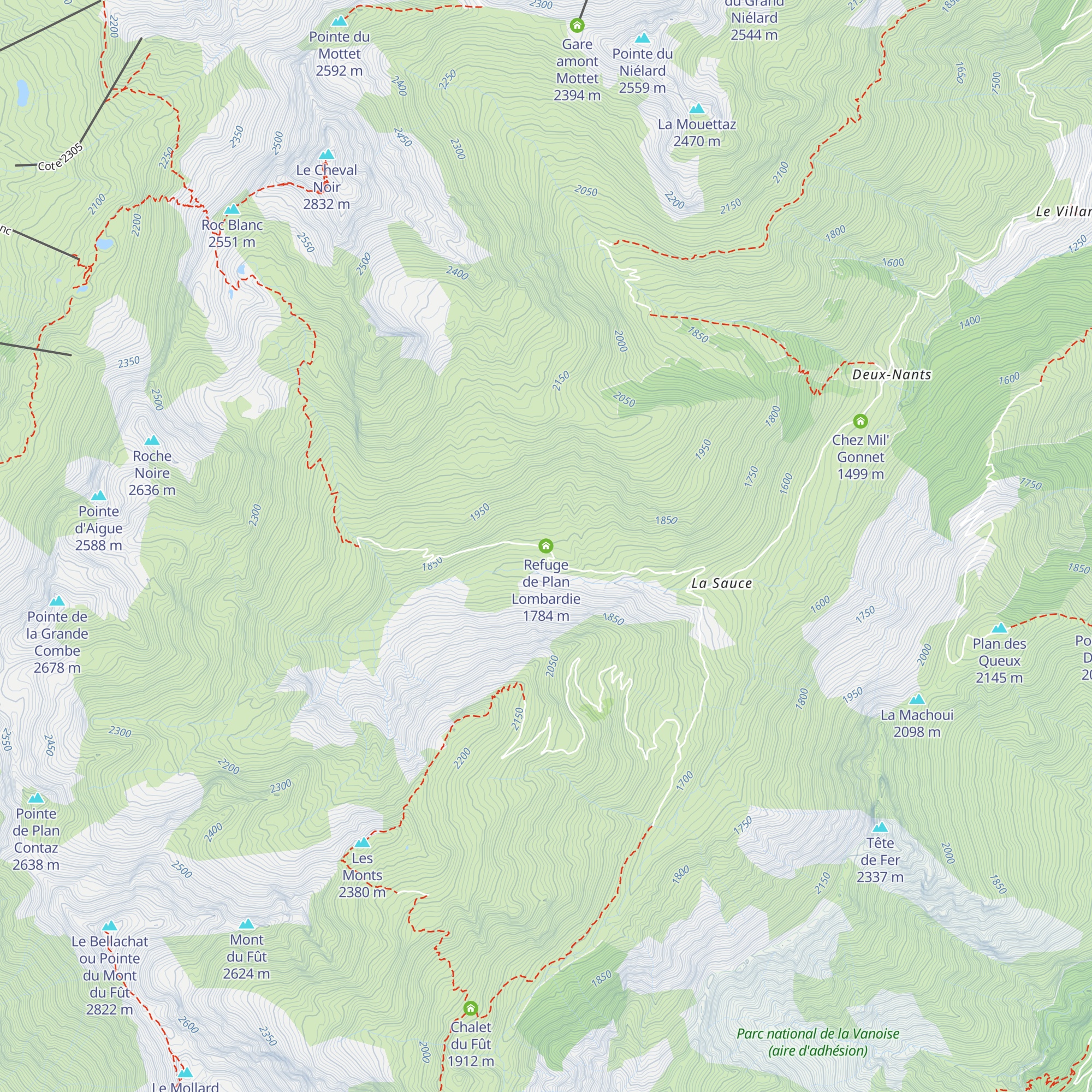 Refuge de Plan Lombardie map